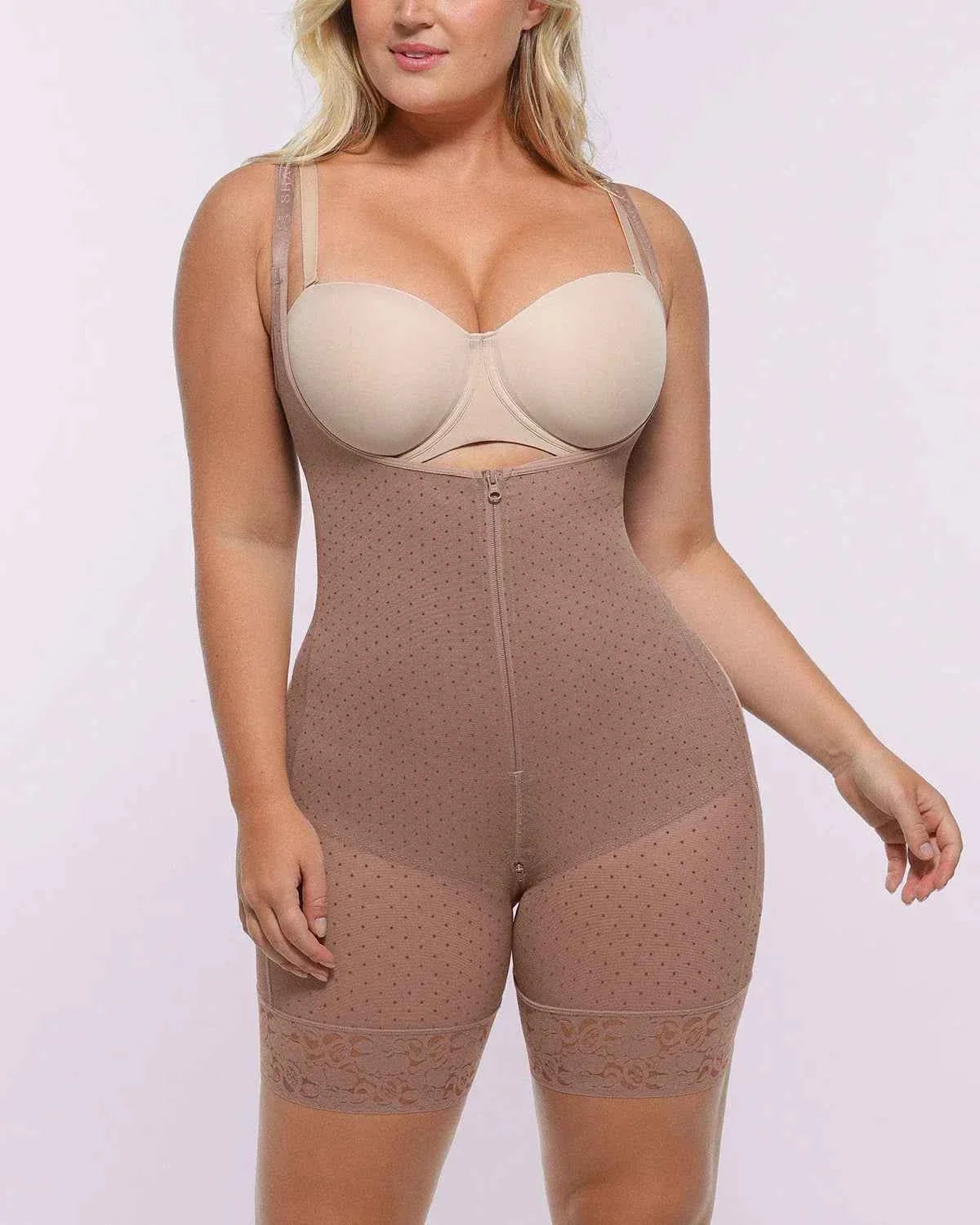 BOOT-YEAHâ„?Midi Bodysuit - Black Polka Dot Mesh