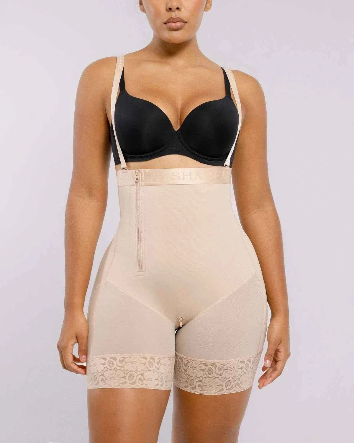 BOOT-YEAHâ„?Midi Shaping Shorts - Black Compression Lace