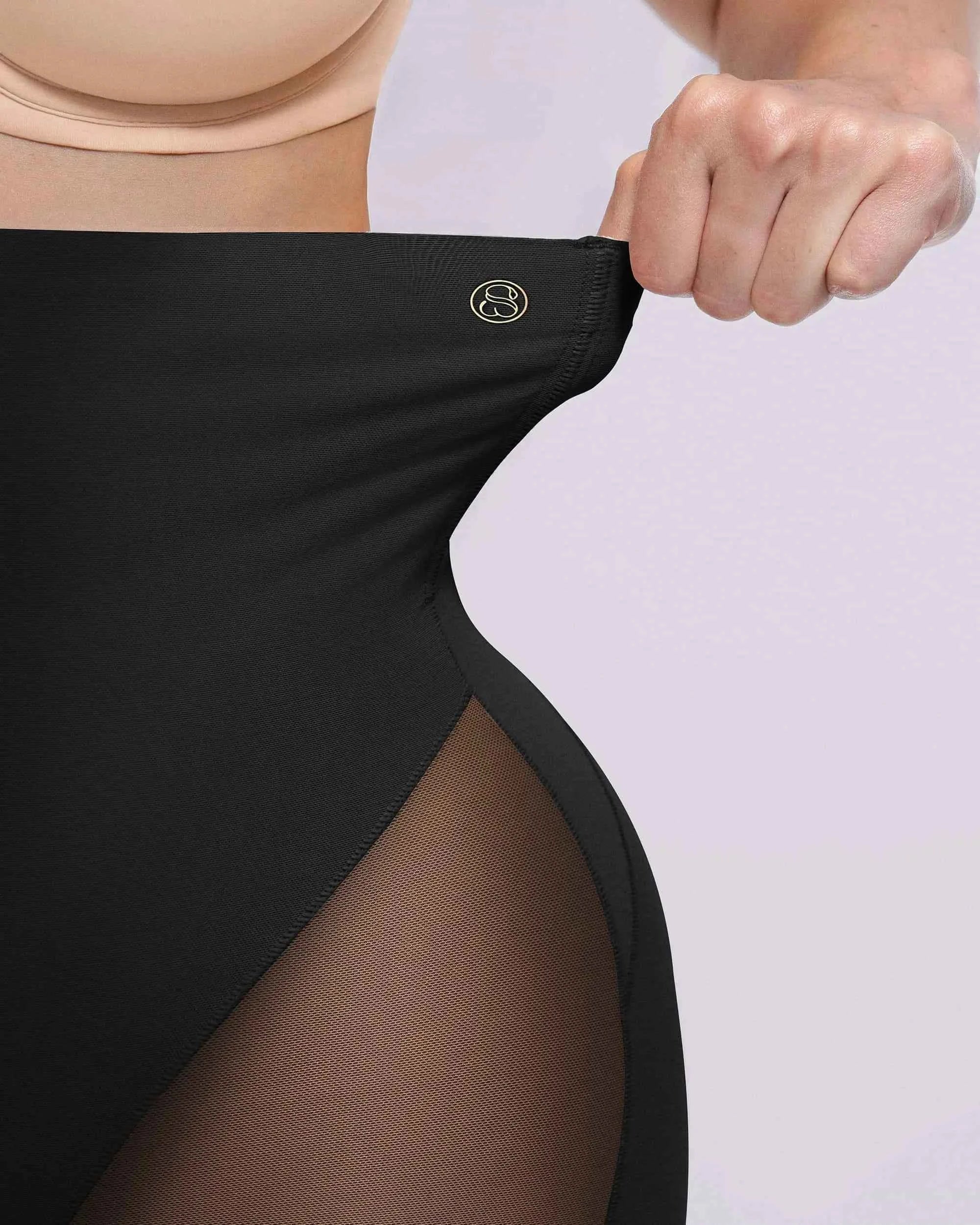 BOOT-YEAH Midi Shorts - Black Butt-Lifting Mesh