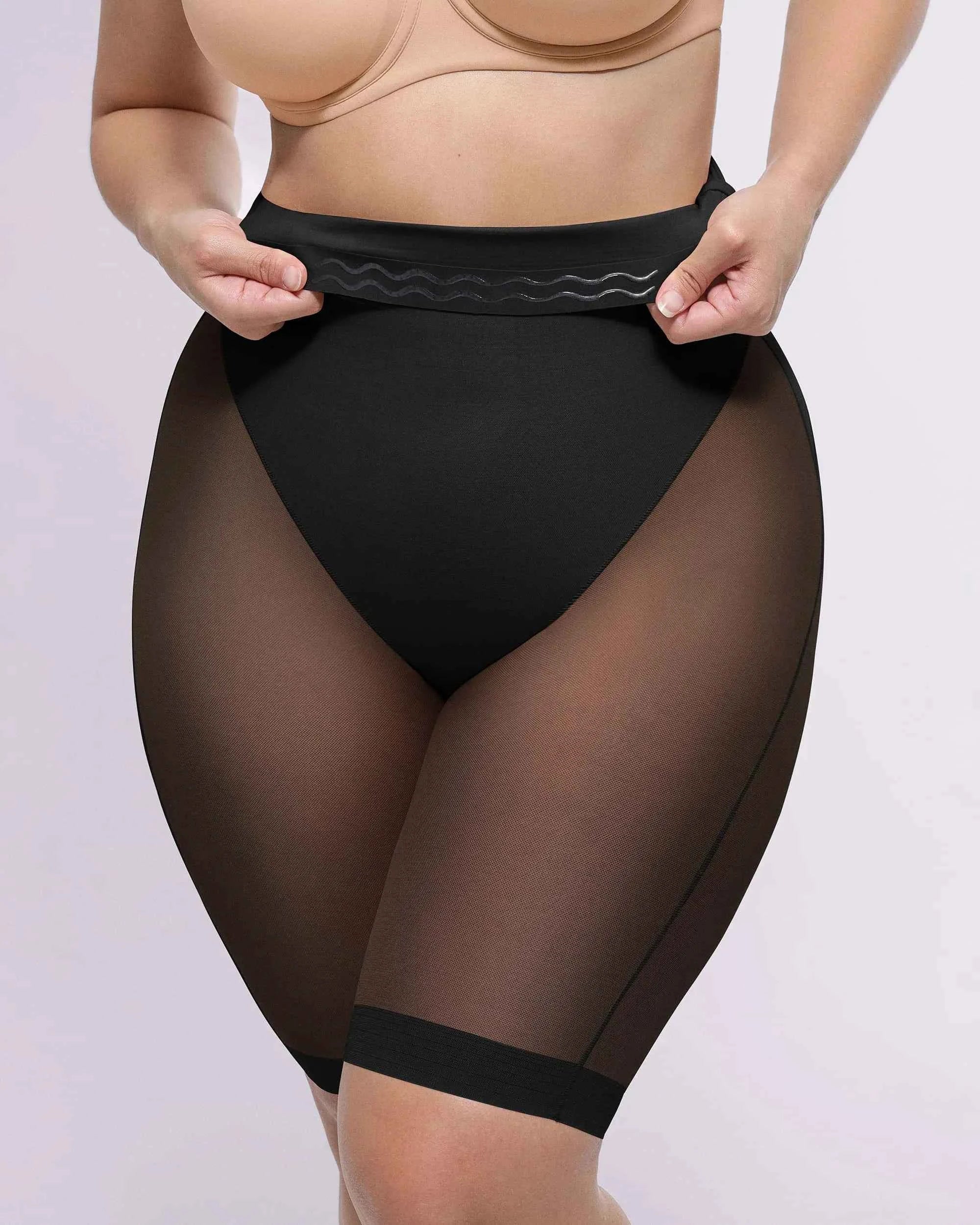 BOOT-YEAH Midi Shorts - Black Butt-Lifting Mesh