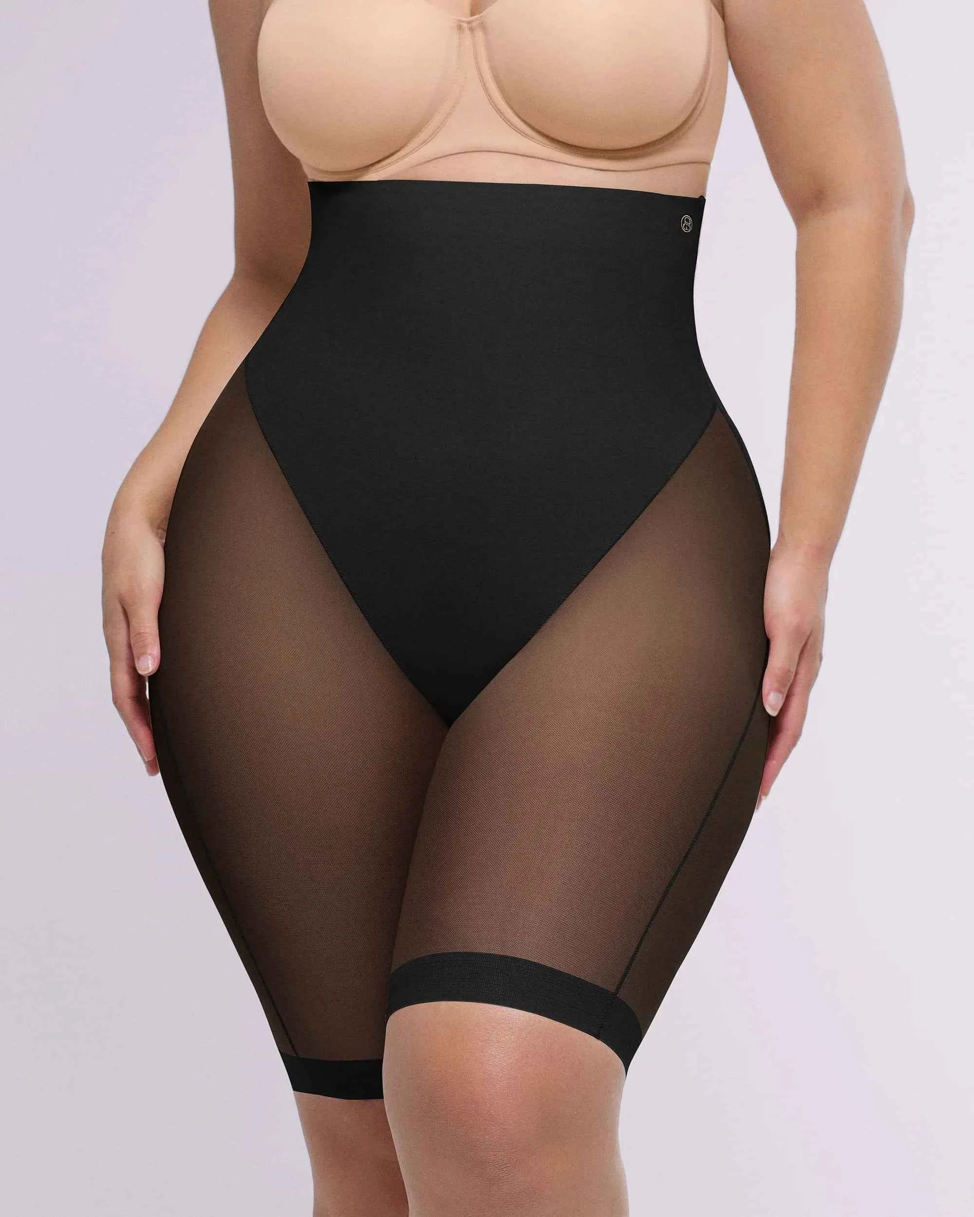 BOOT-YEAH Midi Shorts - Black Butt-Lifting Mesh