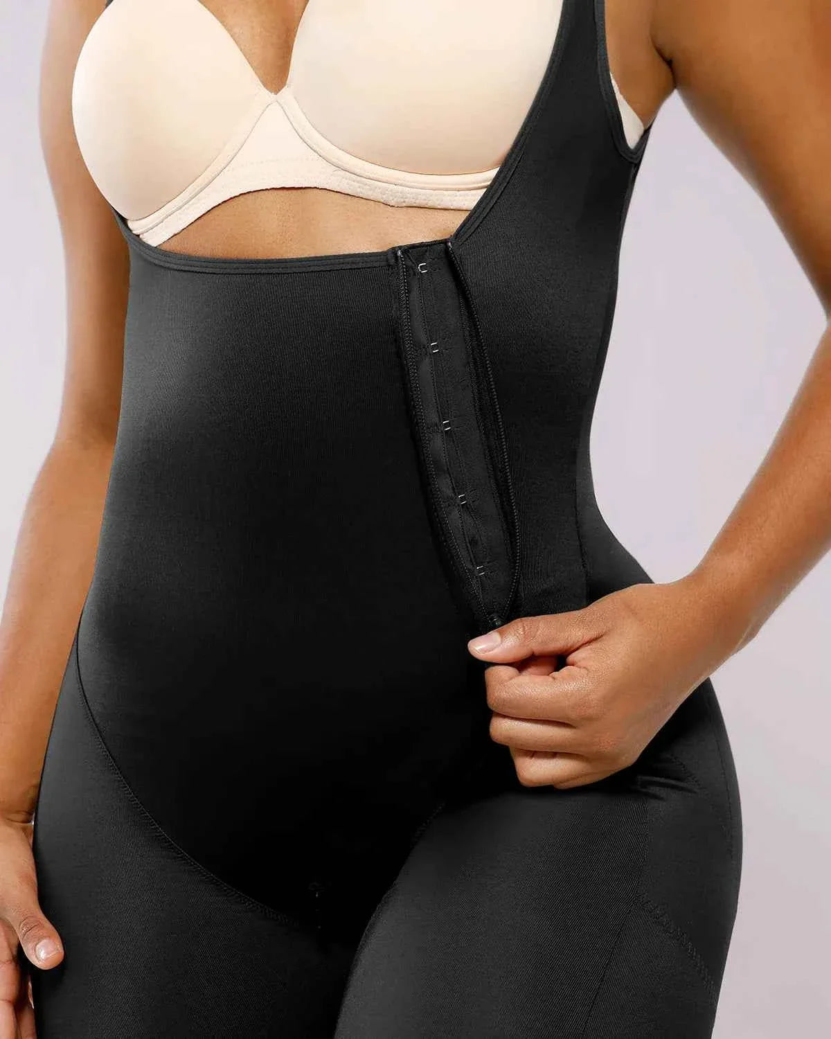 SilkSculpt Maxi Bodysuit - Black Open Bust