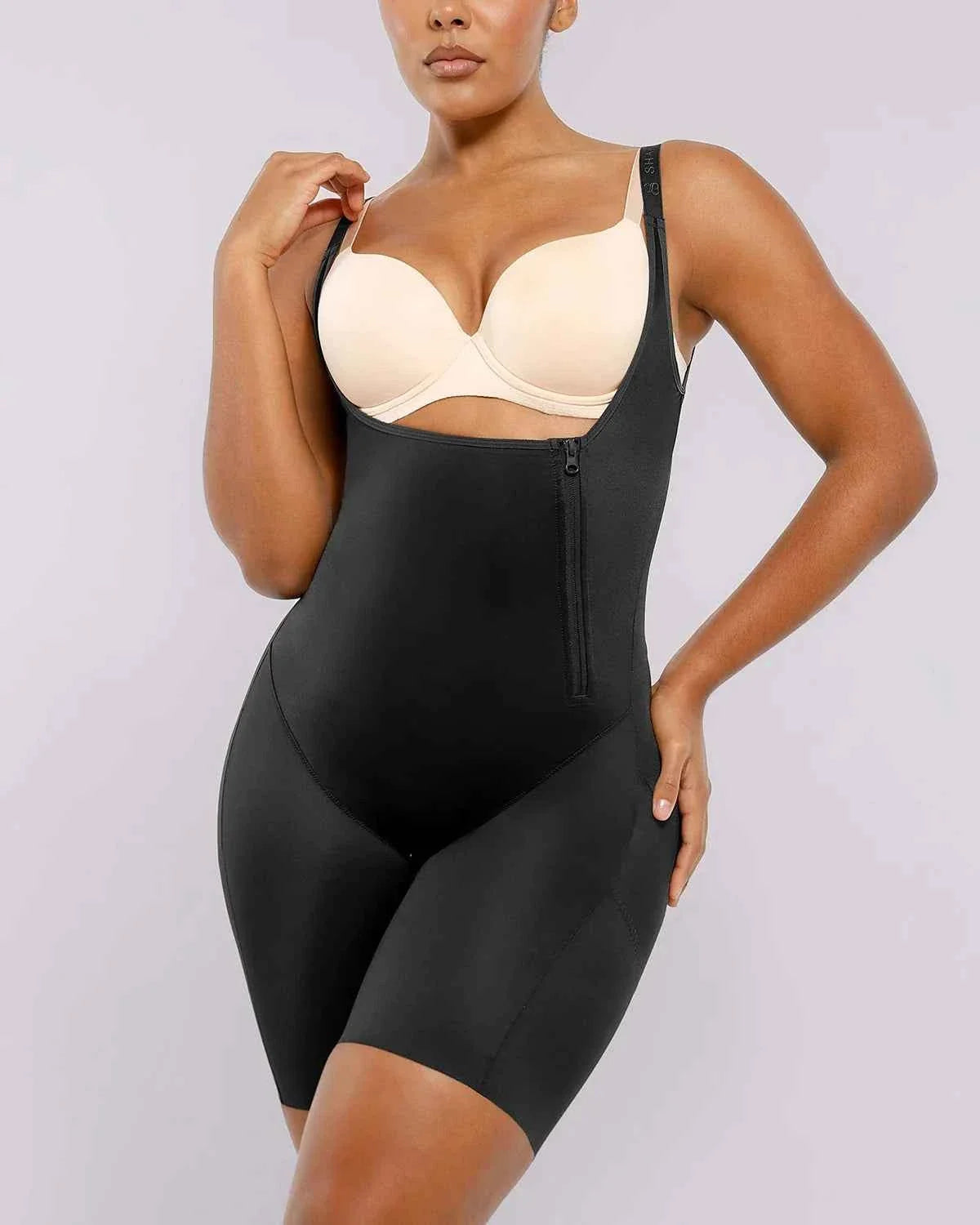 SilkSculpt Maxi Bodysuit - Black Open Bust