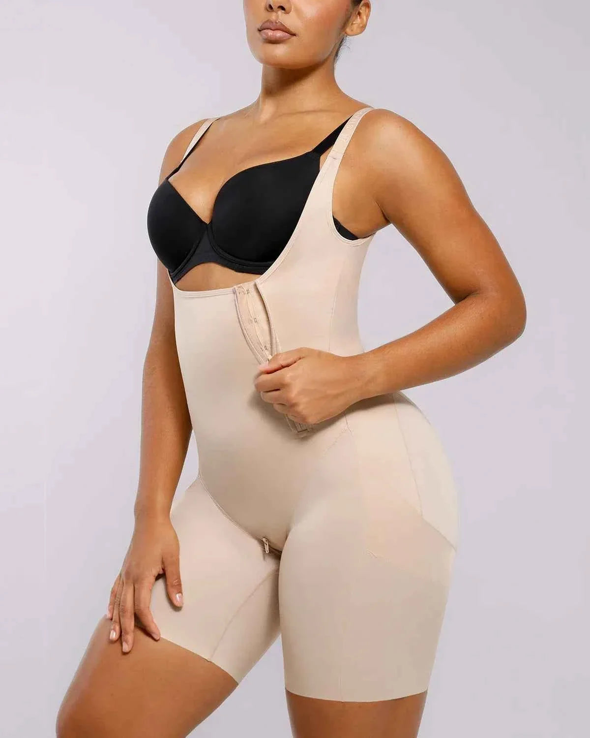 SilkSculpt Maxi Bodysuit - Black Open Bust