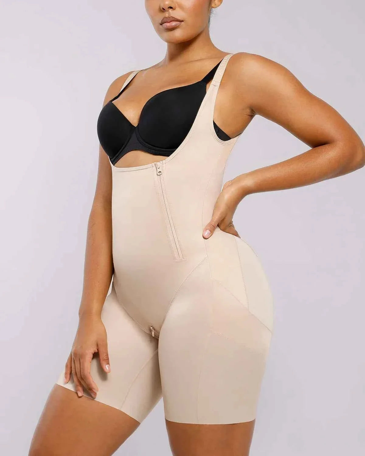 SilkSculpt Maxi Bodysuit - Black Open Bust