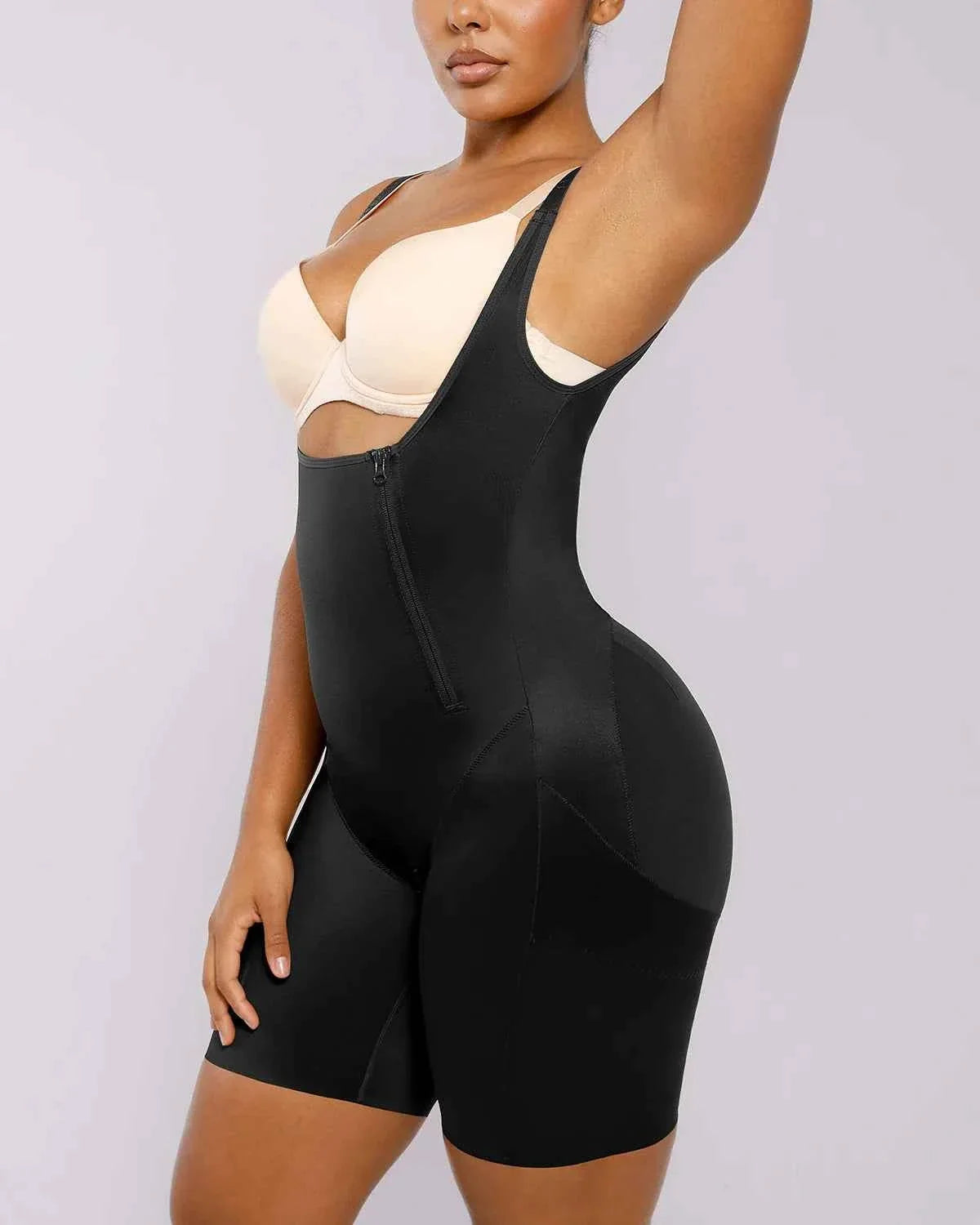 SilkSculpt Maxi Bodysuit - Black Open Bust