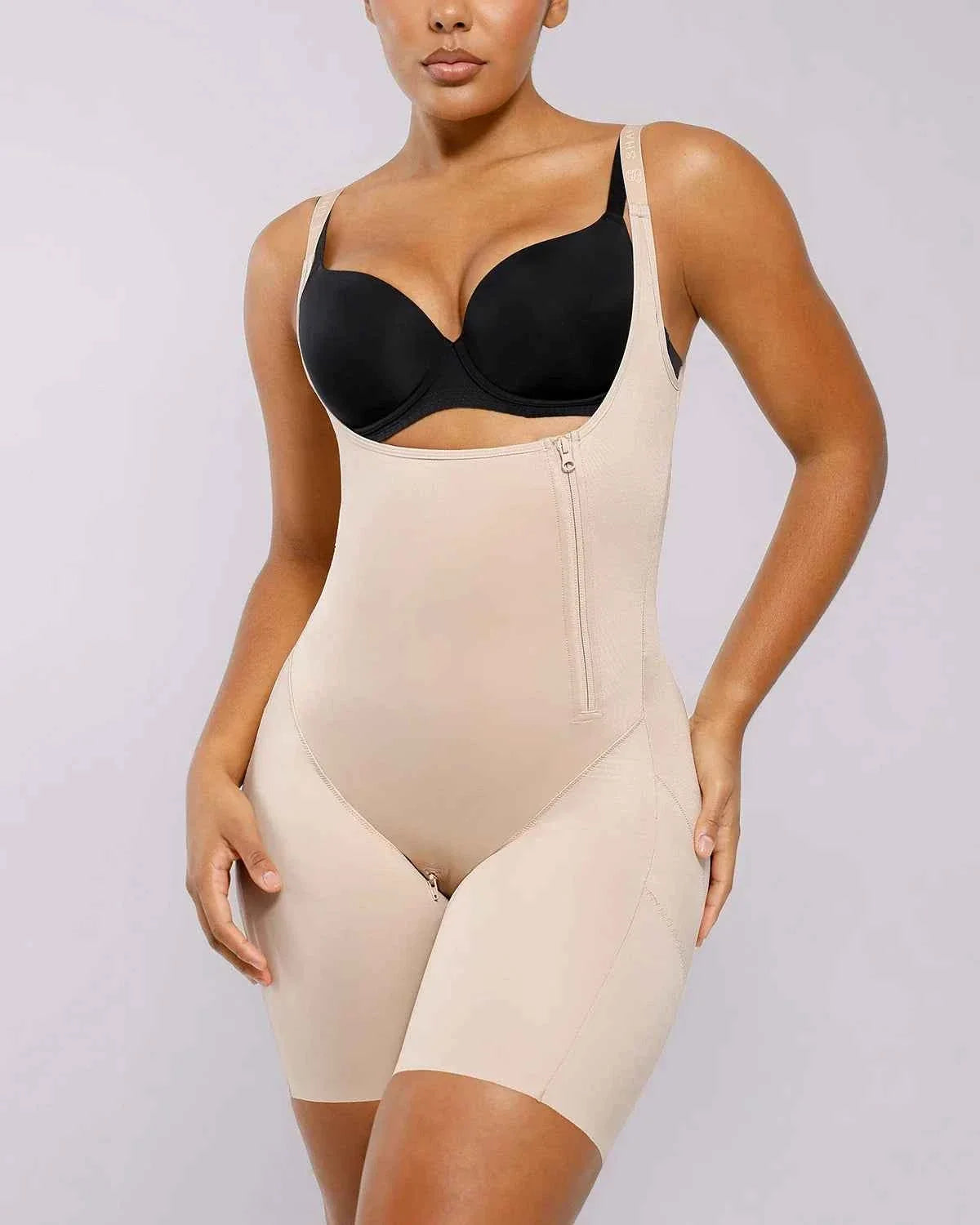 SilkSculpt Maxi Bodysuit - Black Open Bust