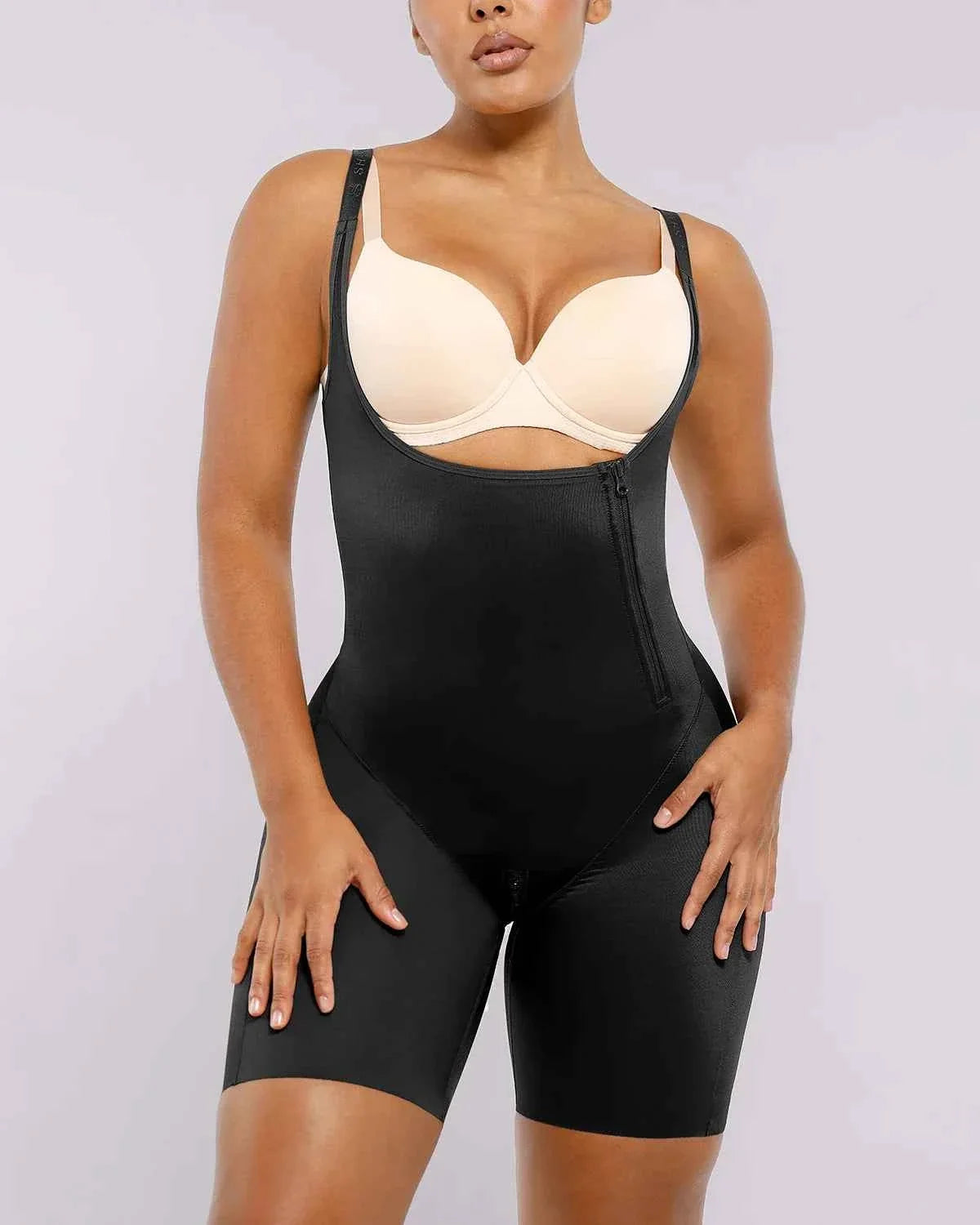 SilkSculpt Maxi Bodysuit - Black Open Bust