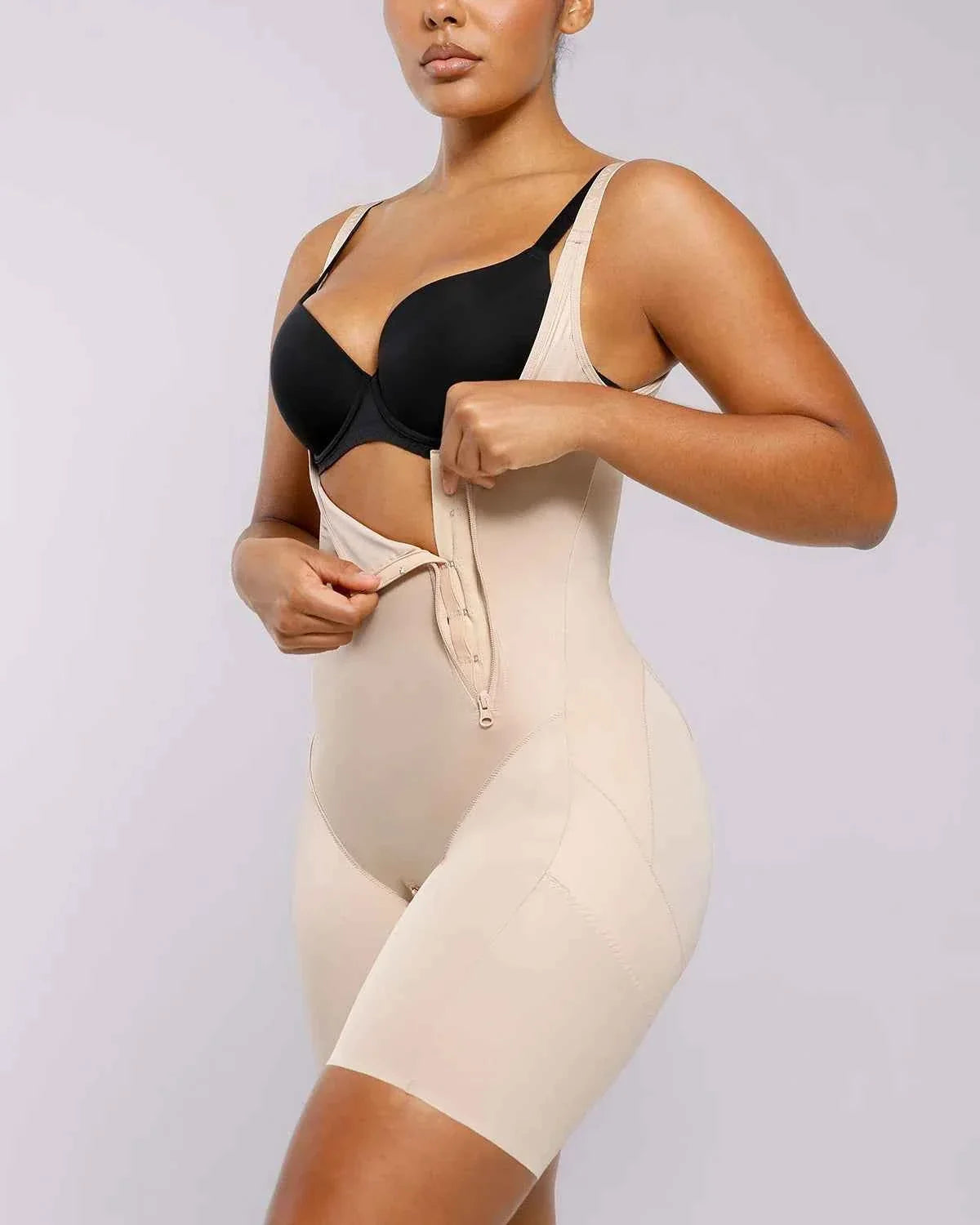 SilkSculpt Maxi Bodysuit - Black Open Bust