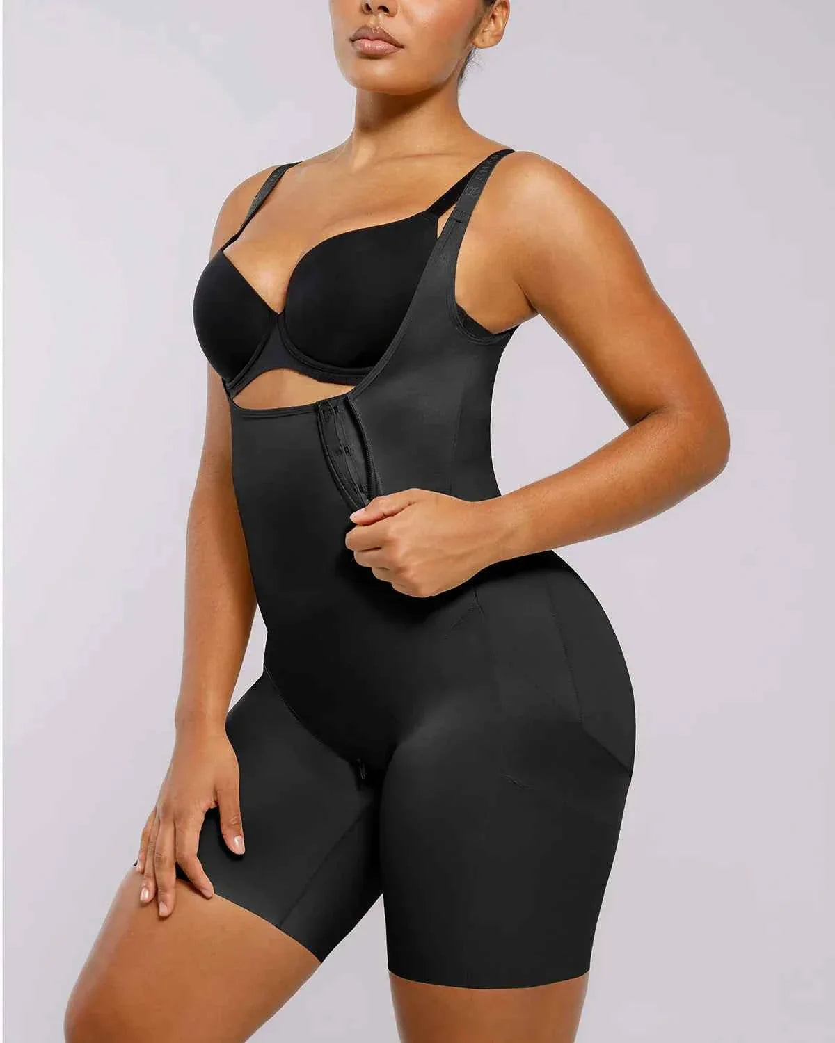 SilkSculpt Maxi Bodysuit - Black Open Bust