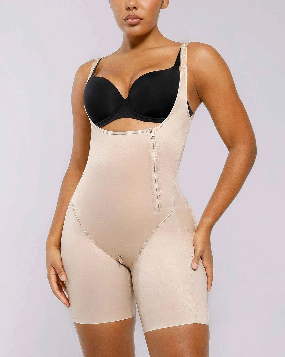 SilkSculpt Maxi Bodysuit - Black Open Bust