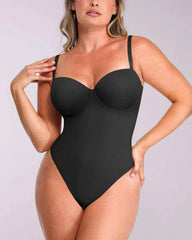 Bare Essentials Strapless Bodysuit - Black Thong