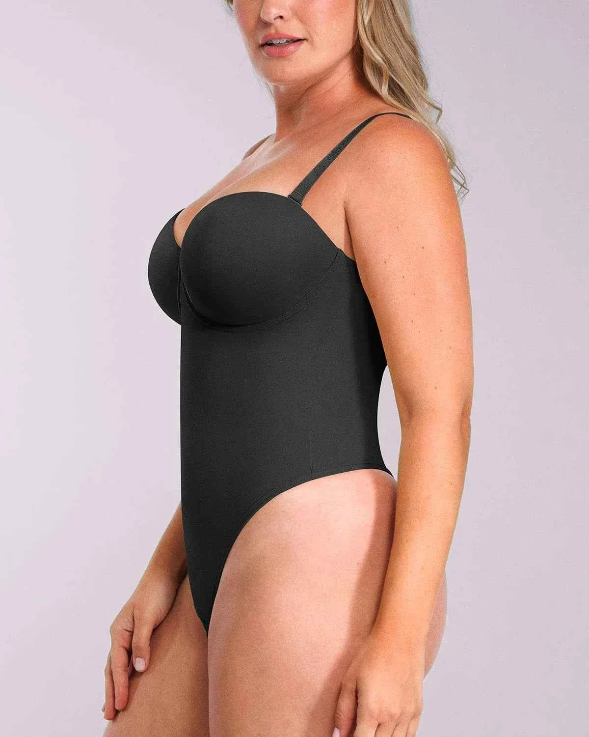 Bare Essentials Strapless Bodysuit - Black Thong