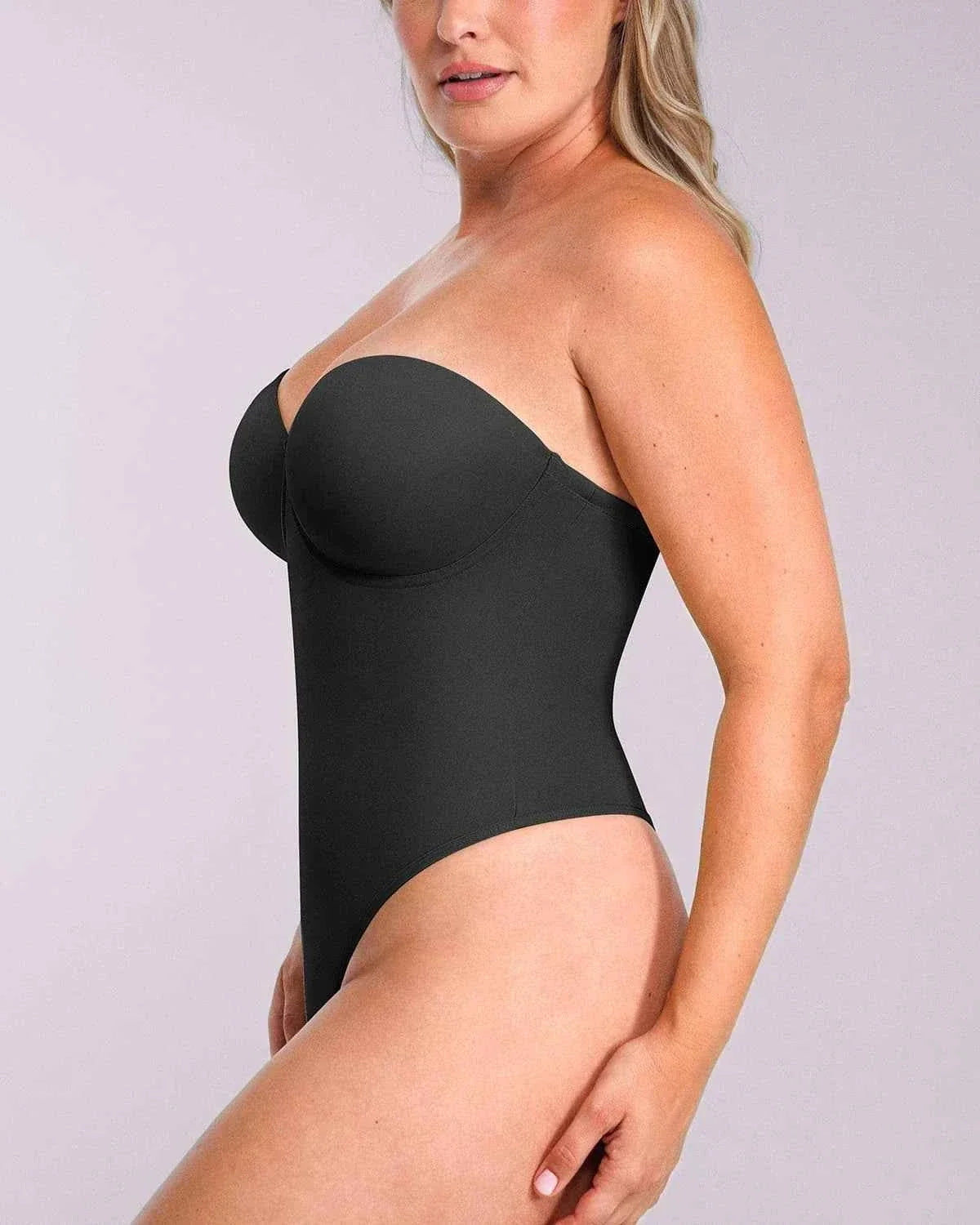 Bare Essentials Strapless Bodysuit - Black Thong