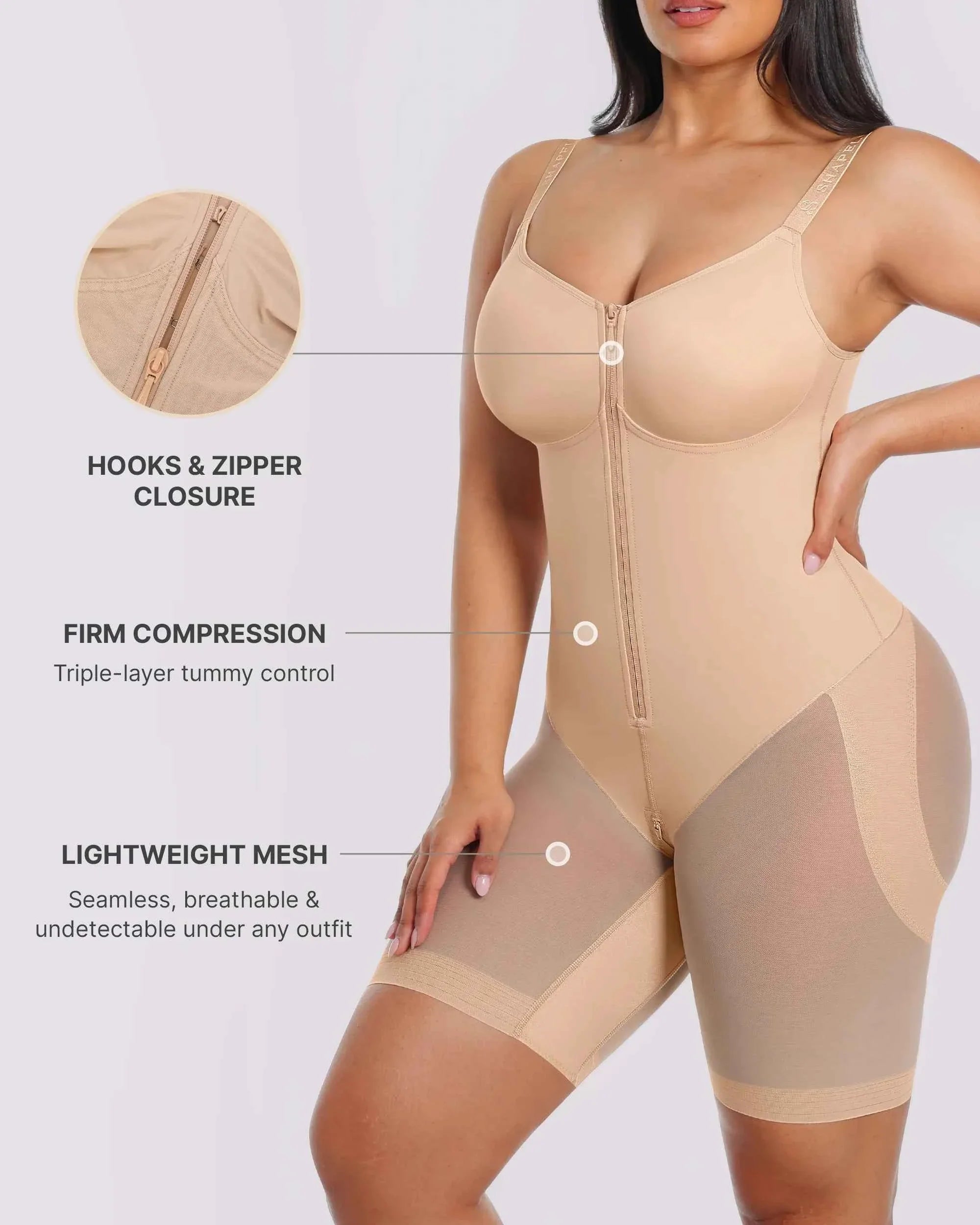 Bare Essentials Midi Bodysuit - Black Seamless Shaping