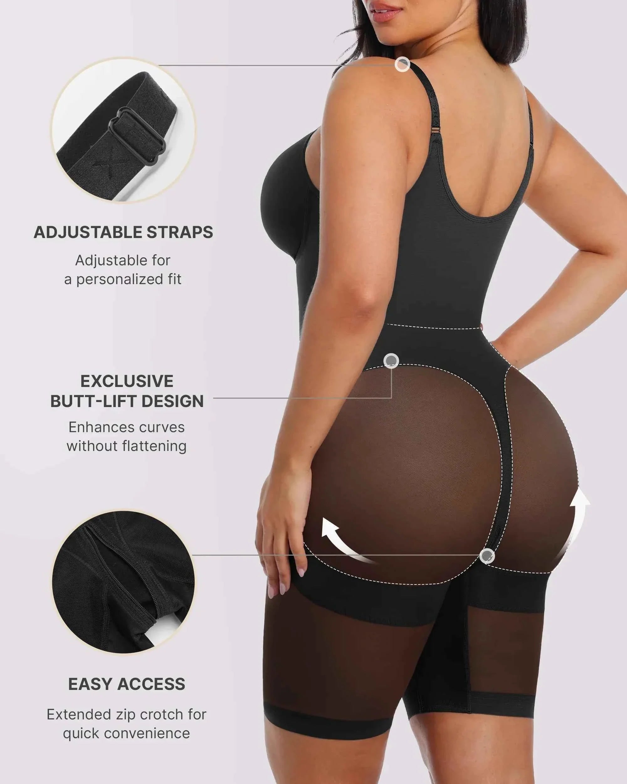 Bare Essentials Midi Bodysuit - Black Seamless Shaping
