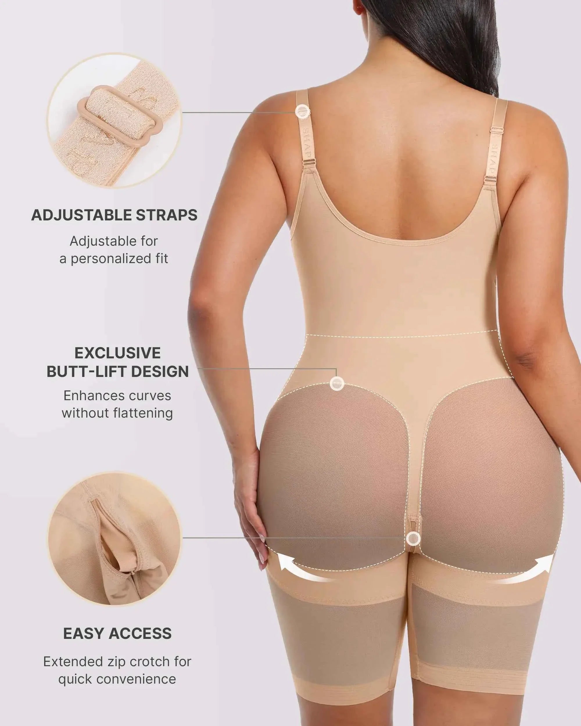 Bare Essentials Midi Bodysuit - Black Seamless Shaping