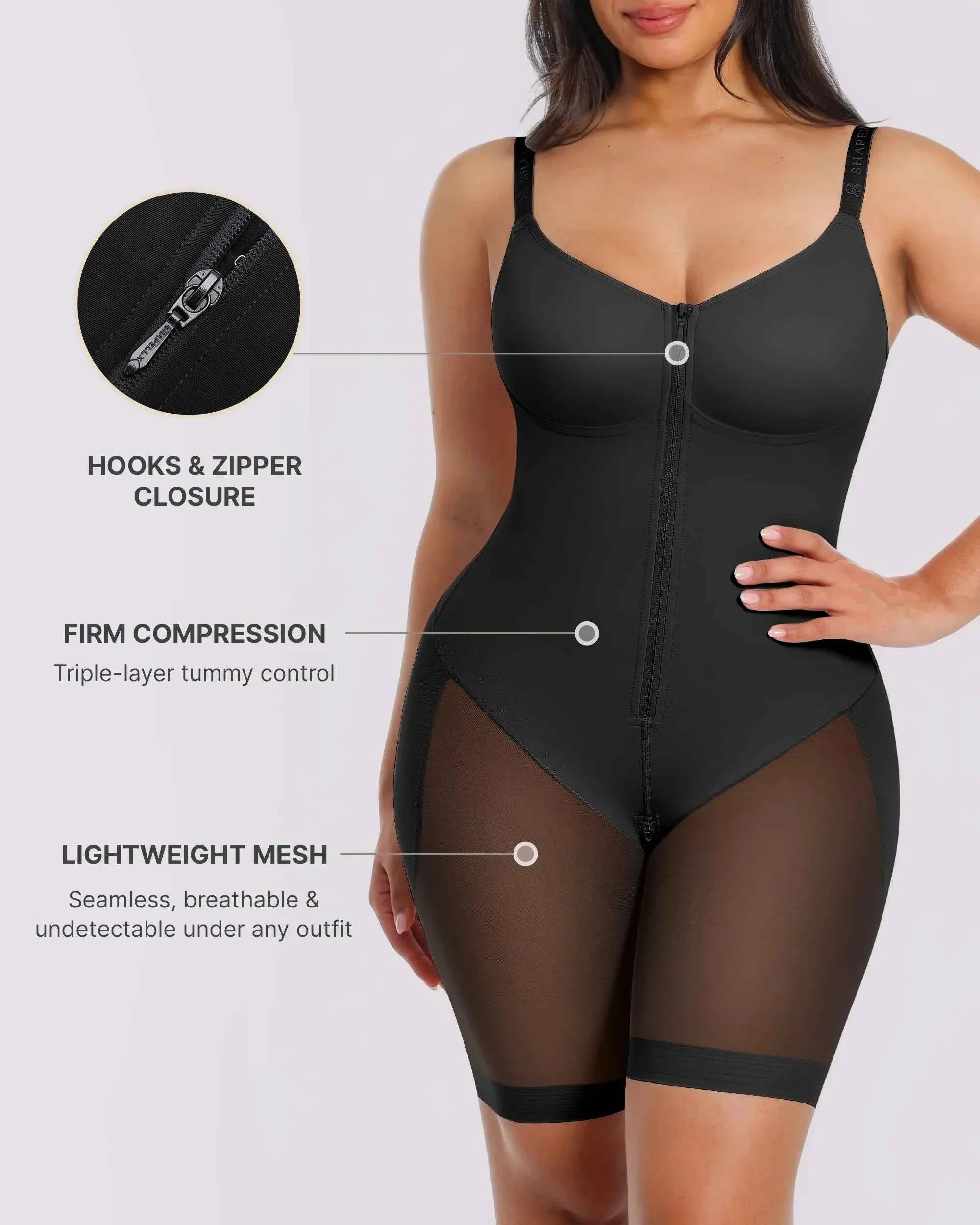 Bare Essentials Midi Bodysuit - Black Seamless Shaping