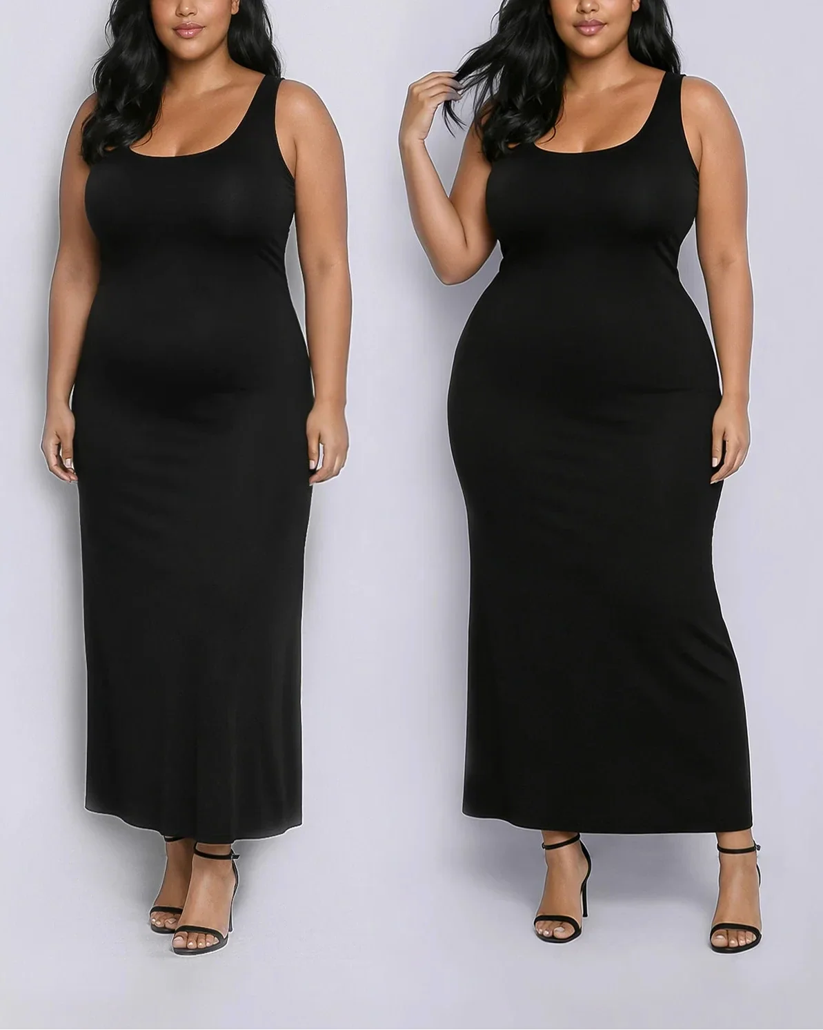 Bare Essentials Midi Dress - Black Tummy Control