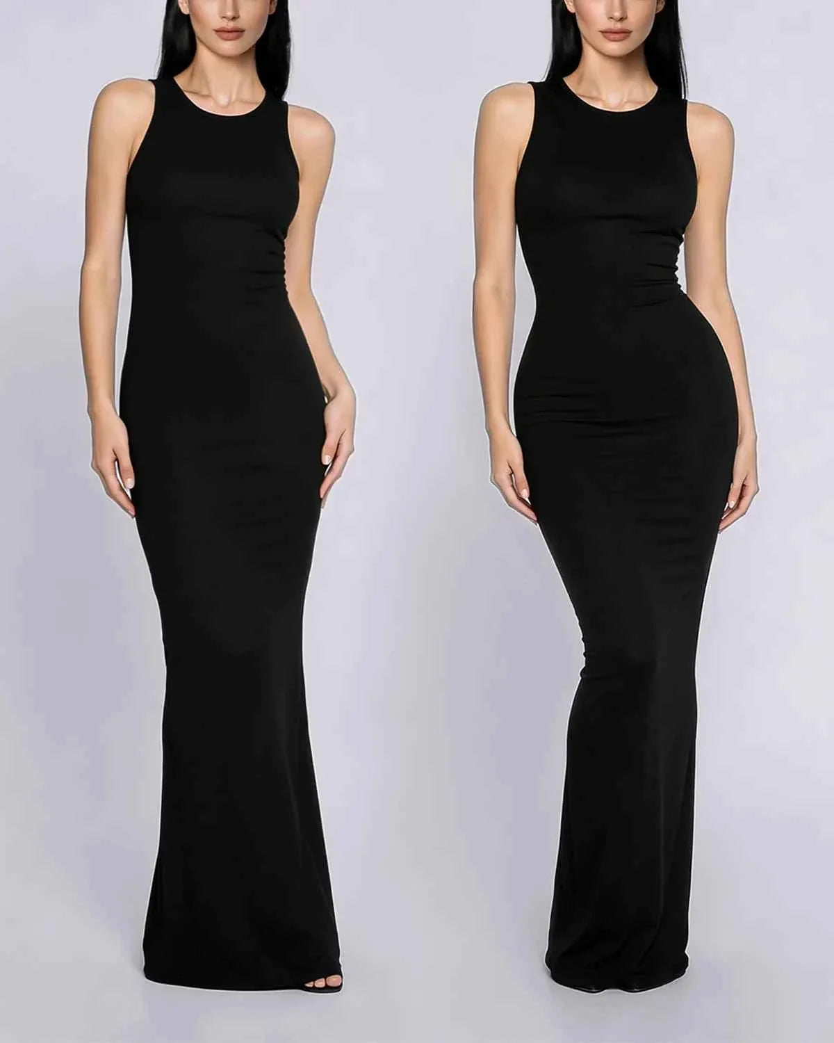 Bare Essentials Midi Dress - Black Tummy Control