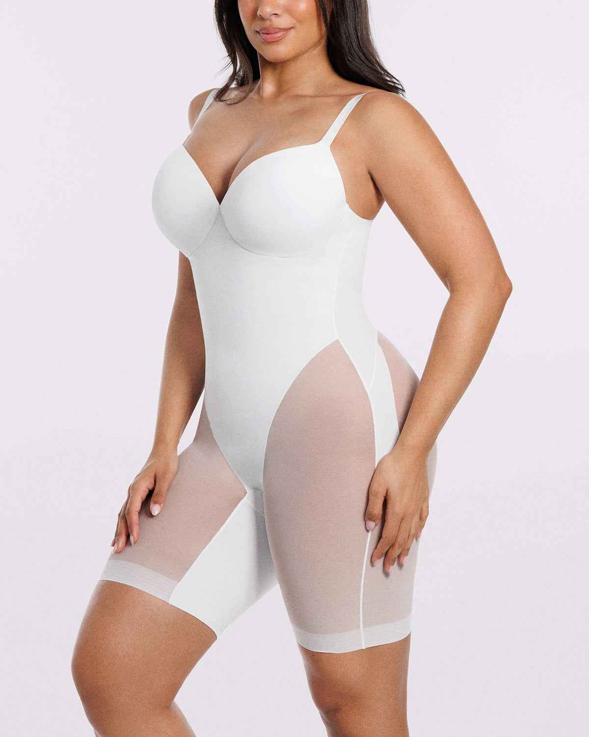 Bare Essentials Midi Bodysuit - Black Mesh Seamless
