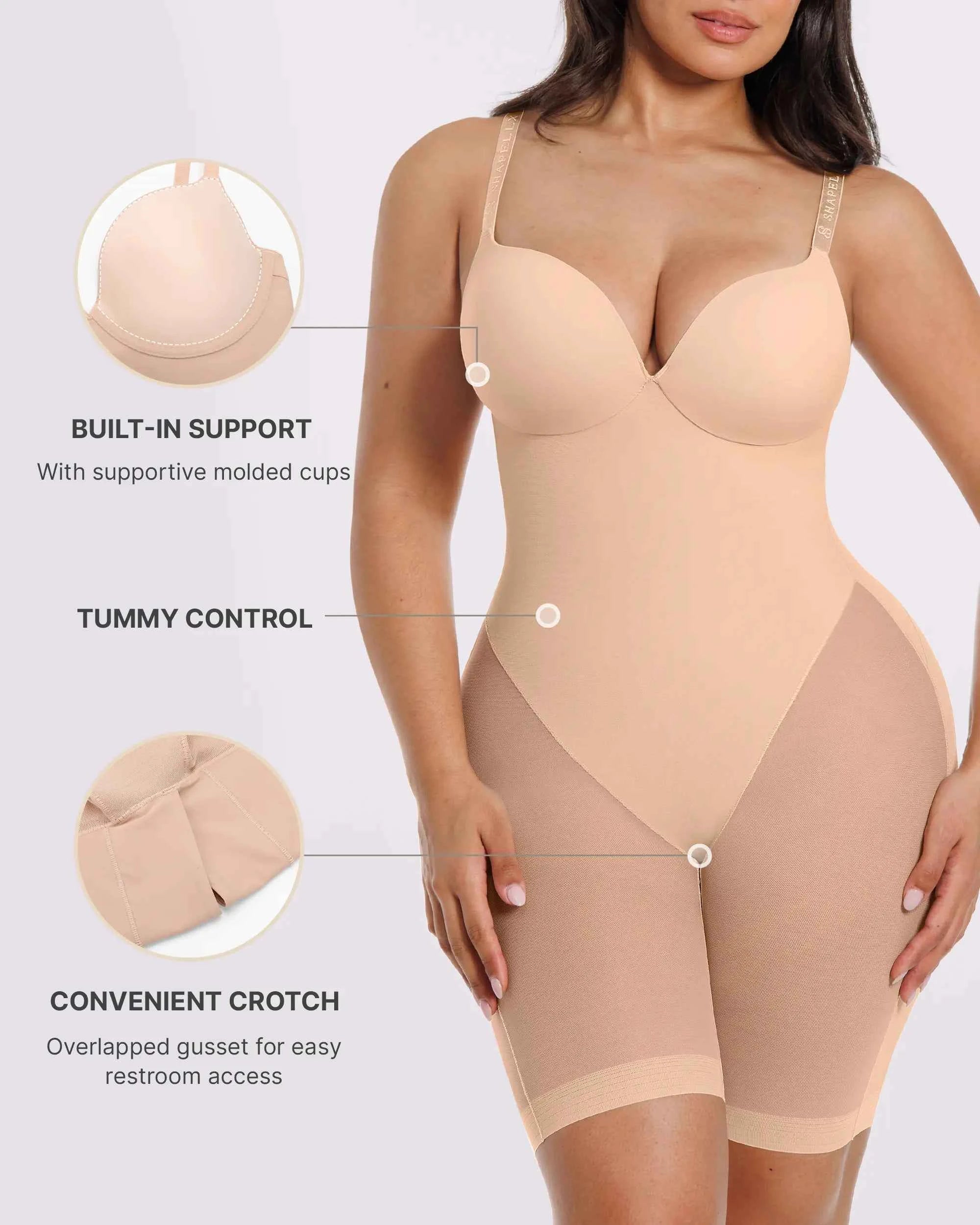 Bare Essentials Midi Bodysuit - Black Mesh Seamless