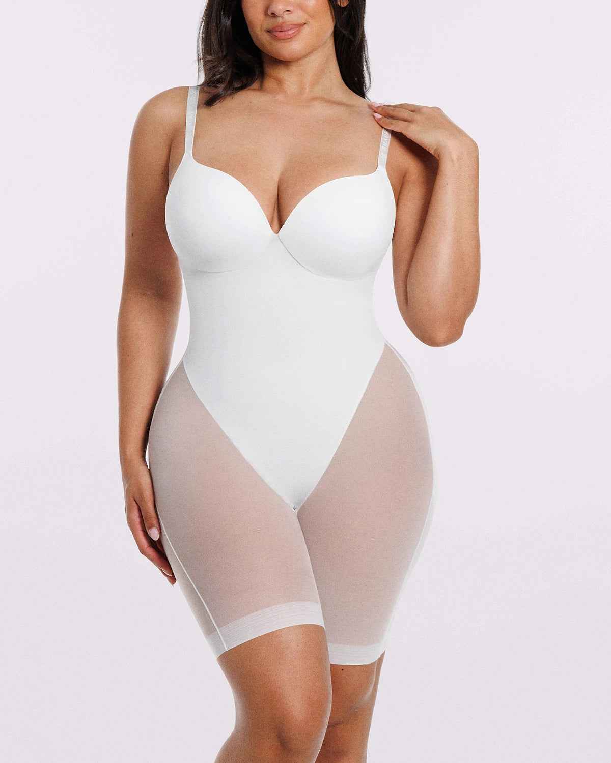 Bare Essentials Midi Bodysuit - Black Mesh Seamless