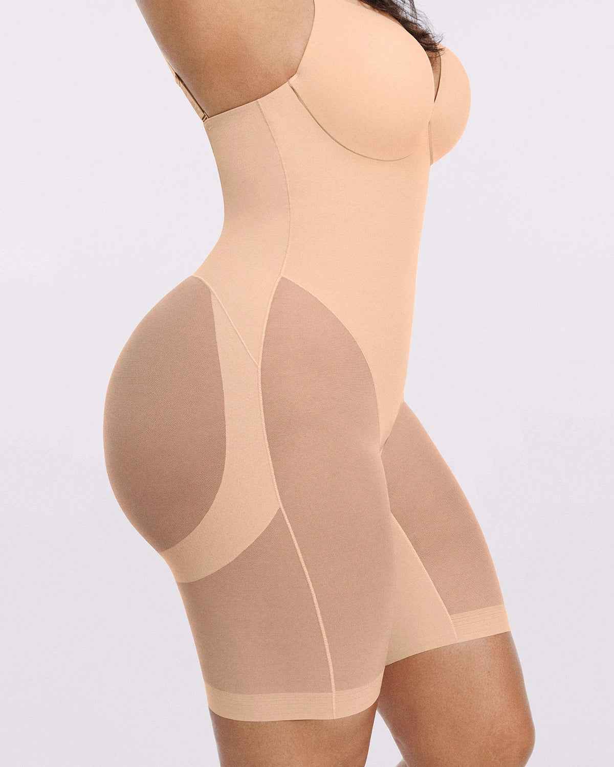 Bare Essentials Midi Bodysuit - Black Mesh Seamless
