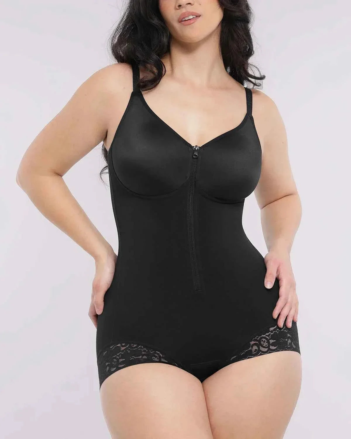 Bare Essentials Full Body Bodysuit - Black Lace Adjustable