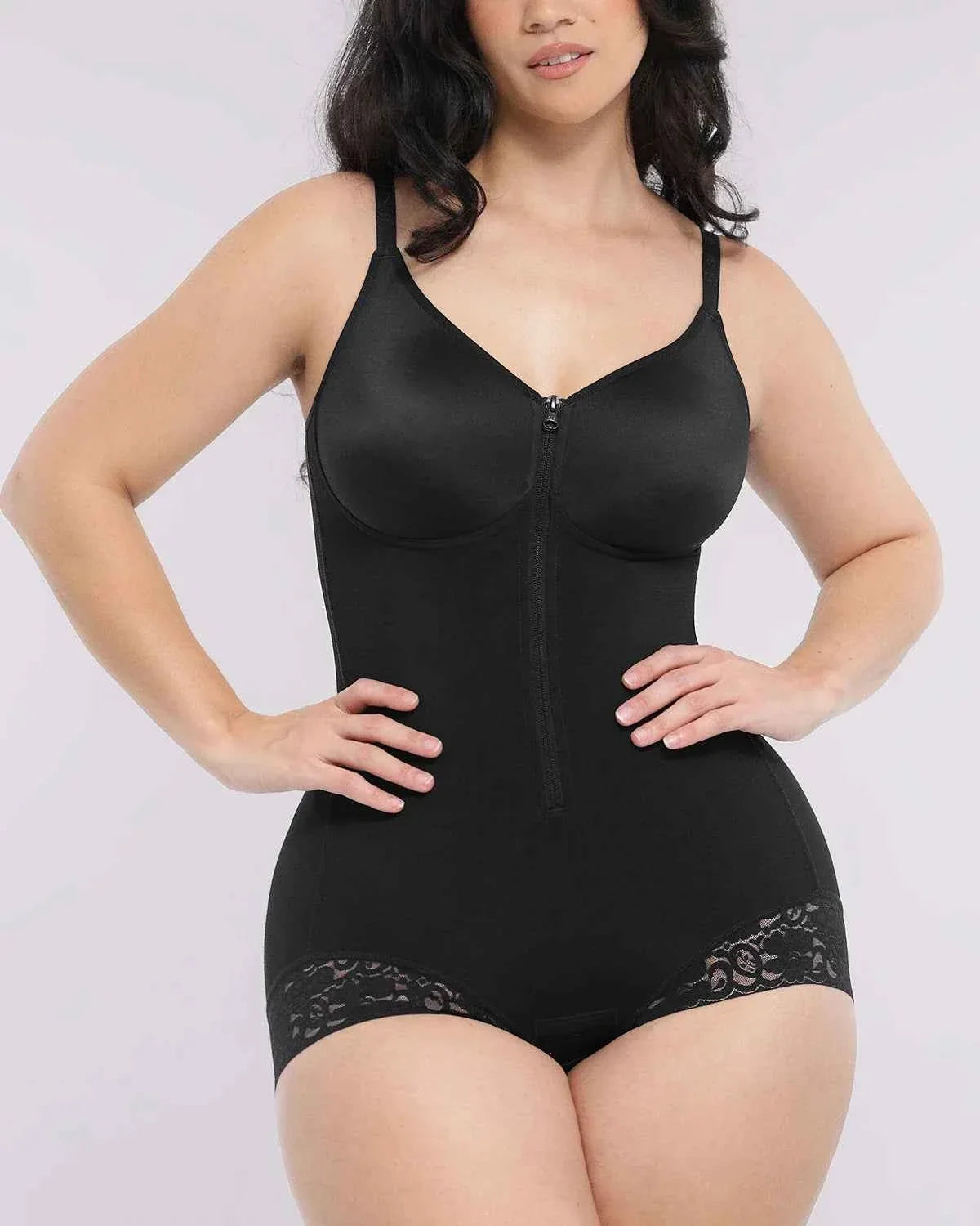 Bare Essentials Full Body Bodysuit - Black Lace Adjustable