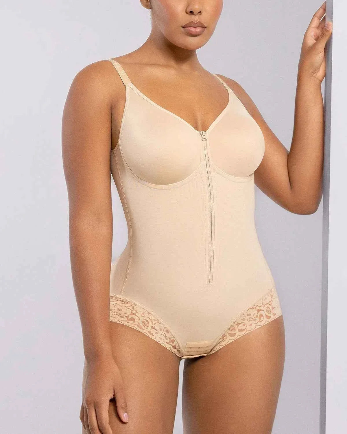 Bare Essentials Full Body Bodysuit - Black Lace Adjustable