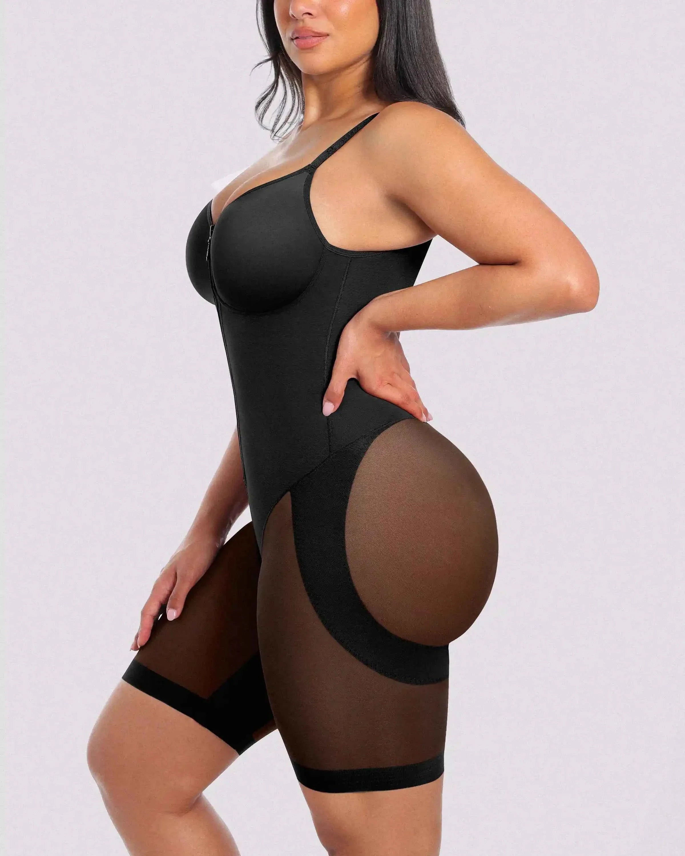 Bare Essentials Midi Bodysuit - Black Seamless Shaping