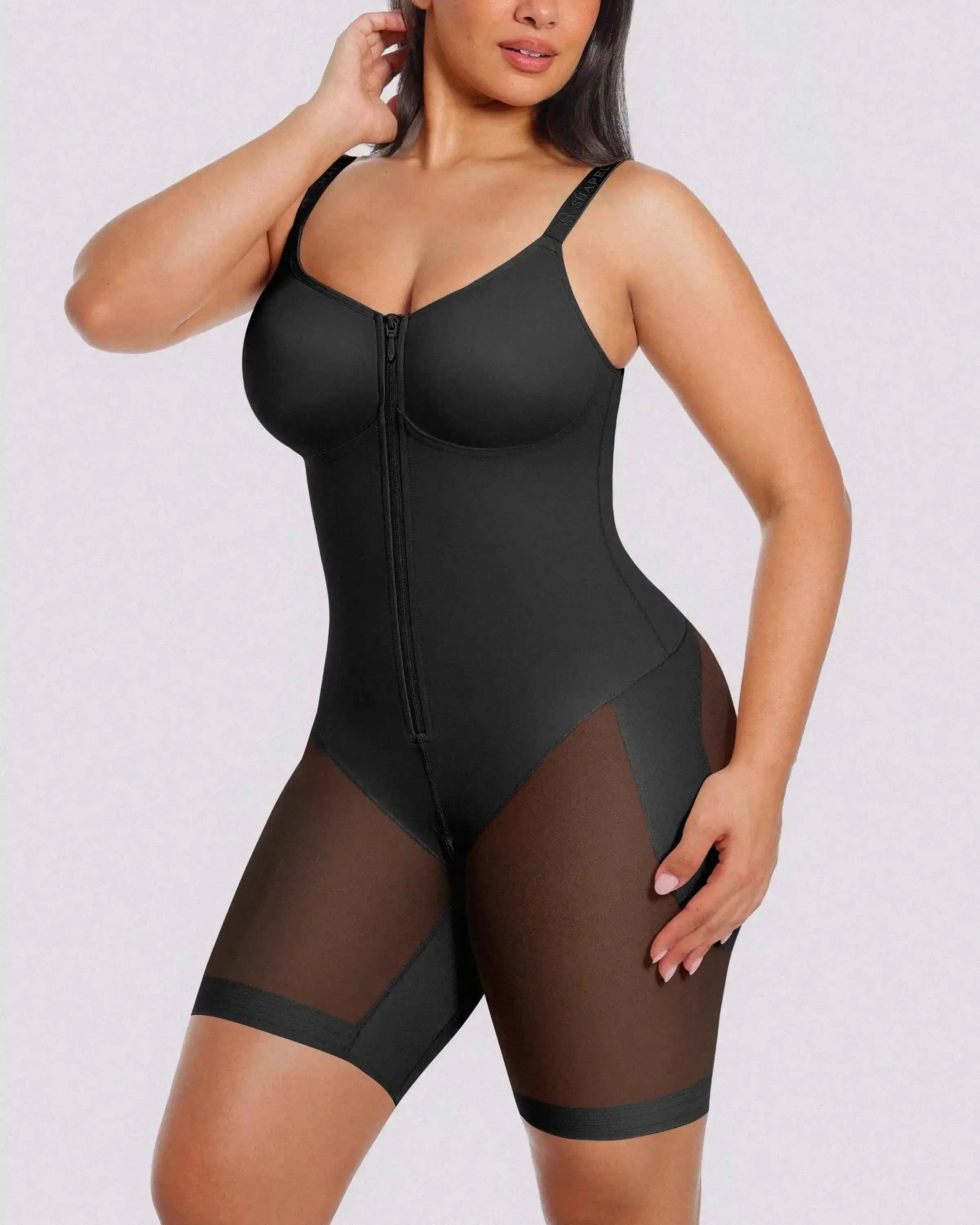 Bare Essentials Midi Bodysuit - Black Seamless Shaping