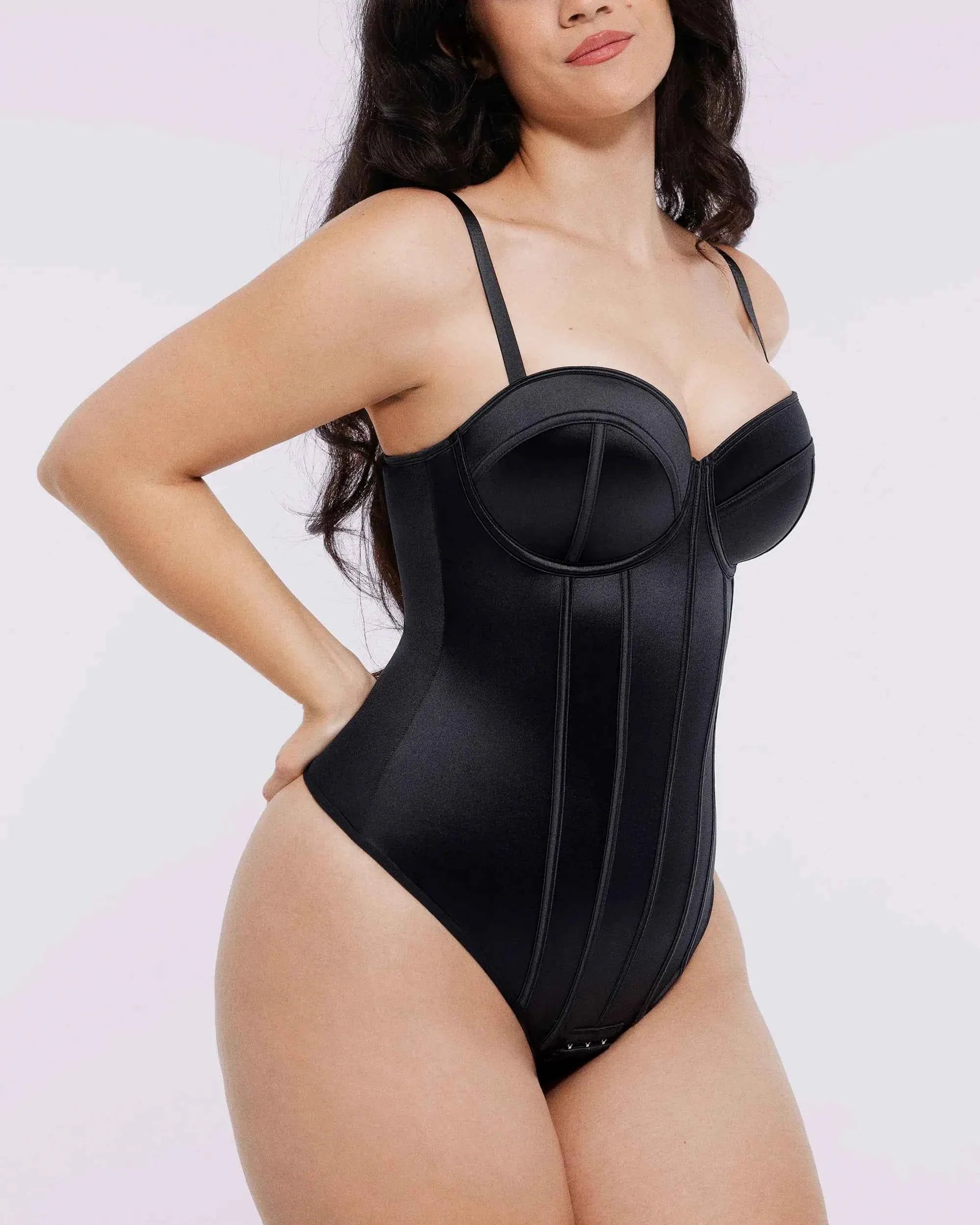 Bare Essentialsâ„?Midi Dress - Black Satin Underwire