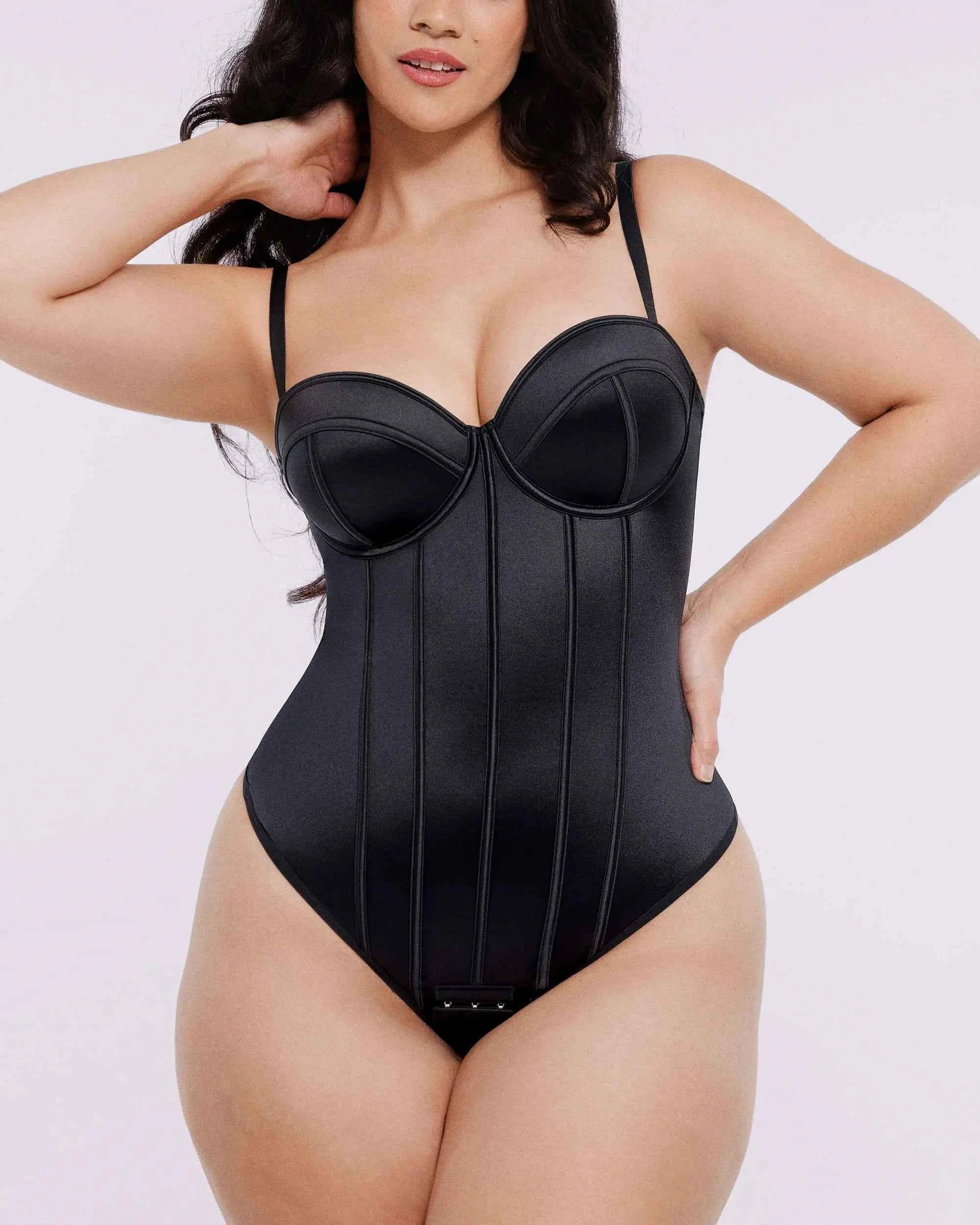 Bare Essentialsâ„?Midi Dress - Black Satin Underwire