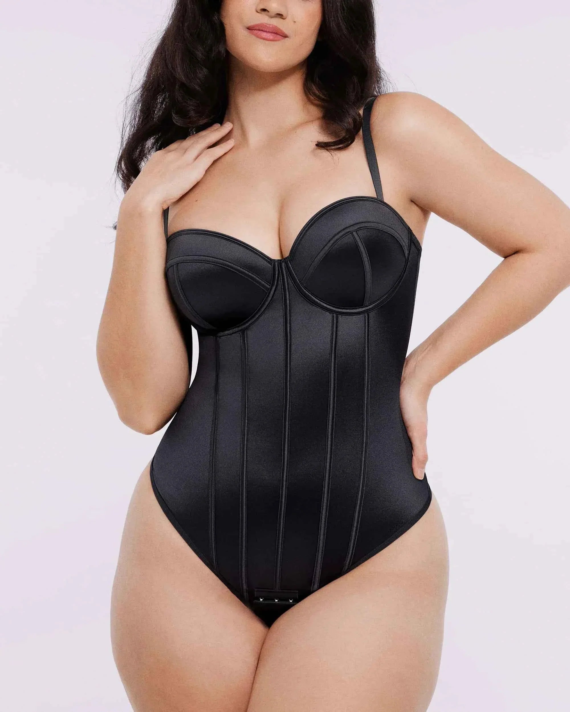 Bare Essentialsâ„?Midi Dress - Black Satin Underwire