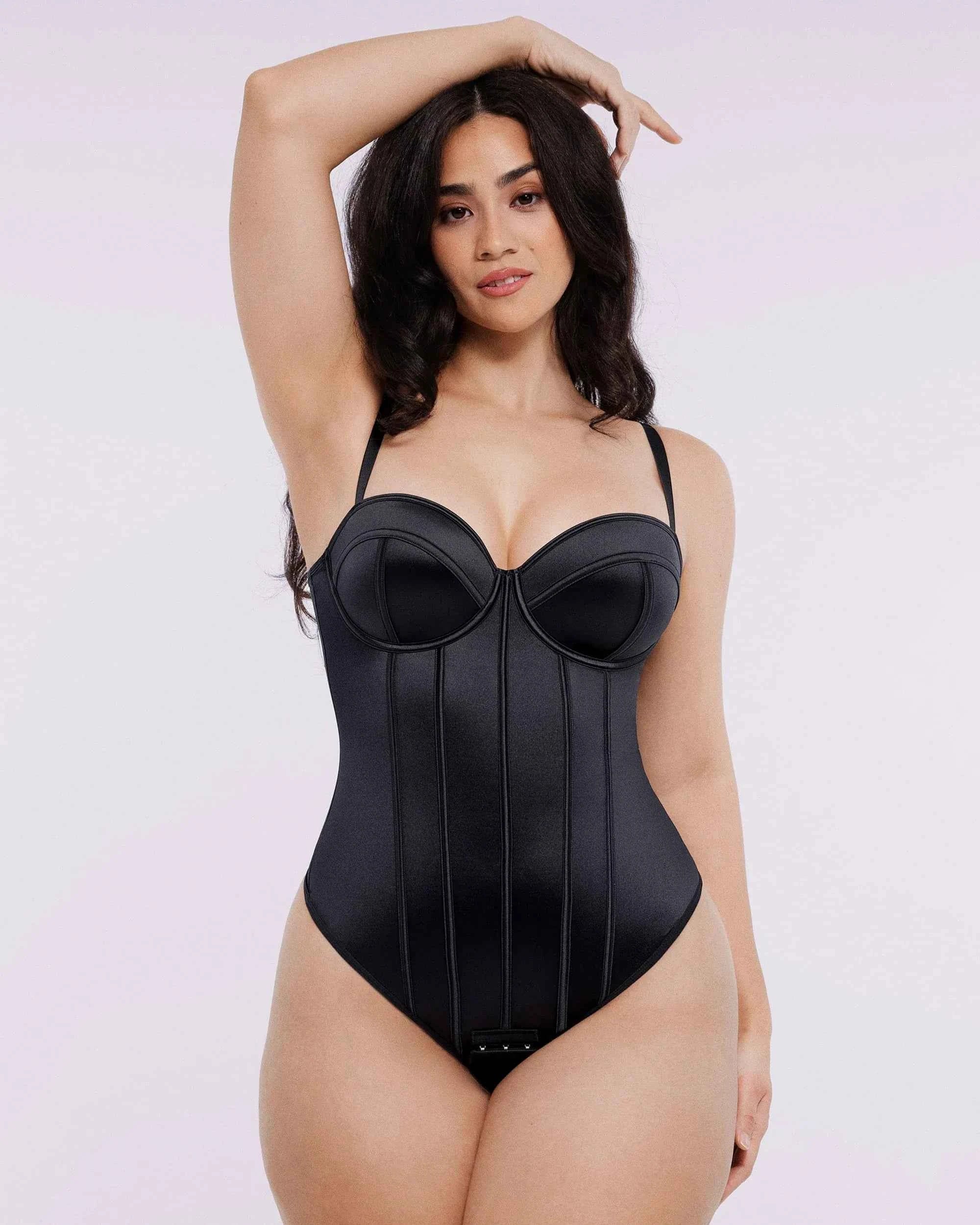 Bare Essentialsâ„?Midi Dress - Black Satin Underwire