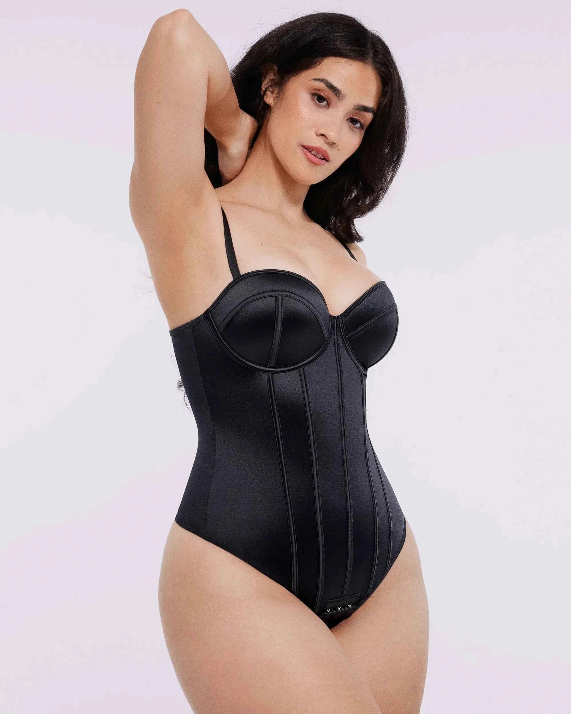 Bare Essentialsâ„?Midi Dress - Black Satin Underwire