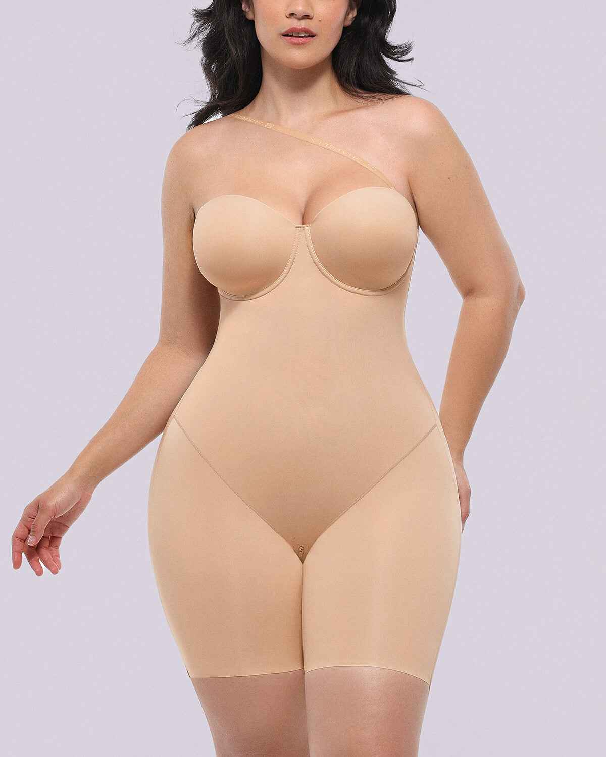 Bare Essentials Midi Bodysuit - Black Strapless