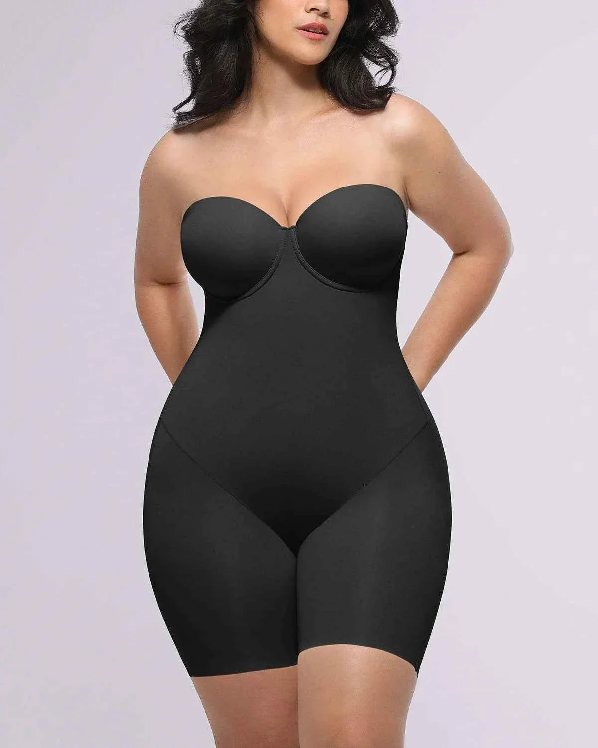Bare Essentials Midi Dress - Black Strapless