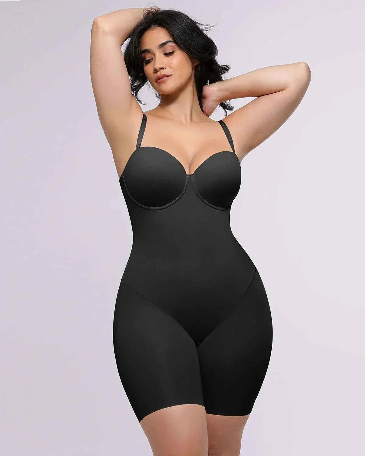 Bare Essentials Midi Bodysuit - Black Strapless