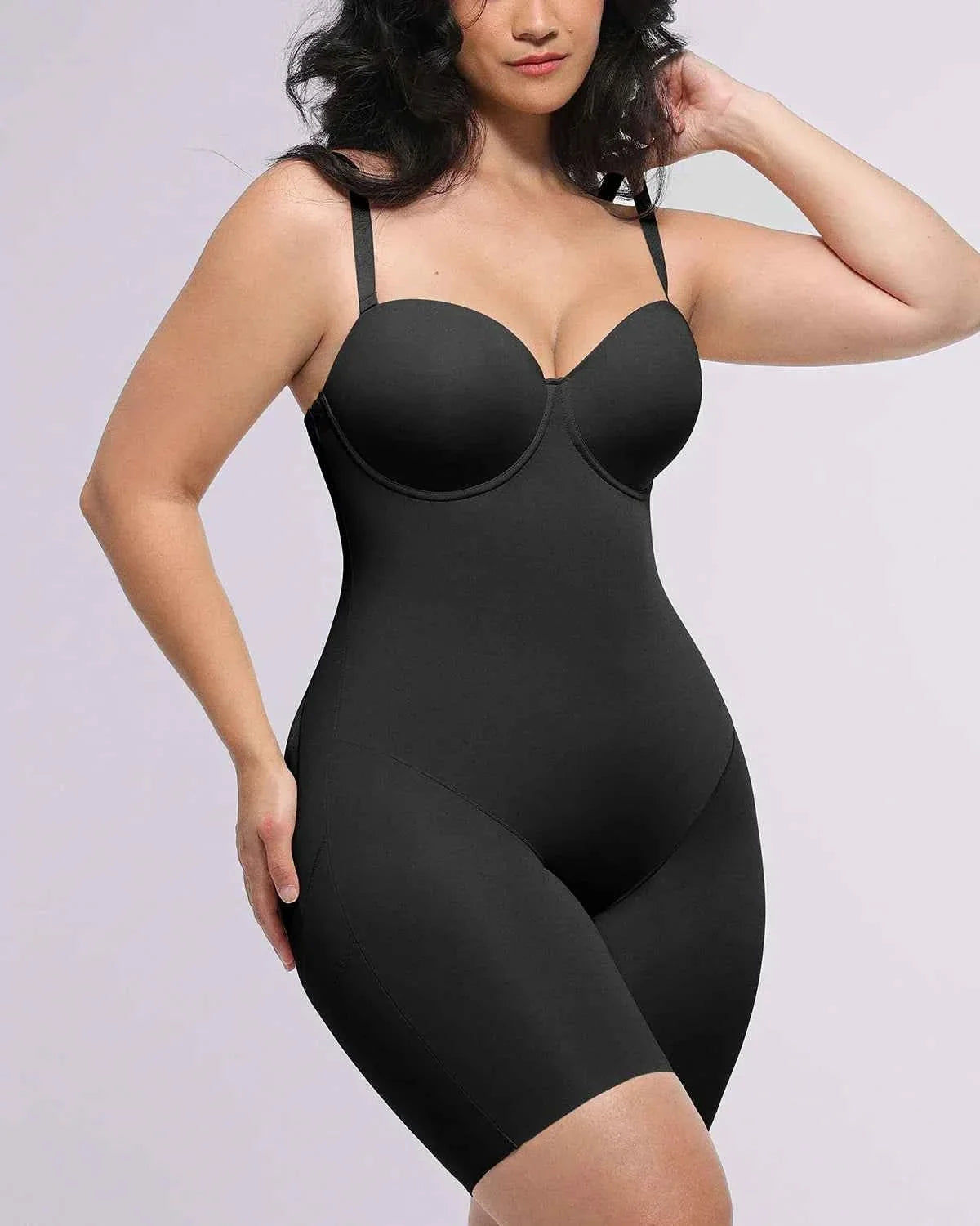 Bare Essentials Midi Bodysuit - Black Strapless