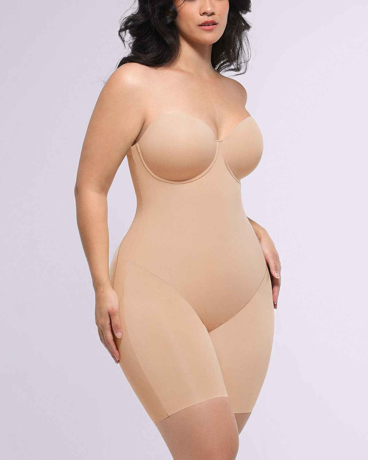 Bare Essentials Midi Bodysuit - Black Strapless