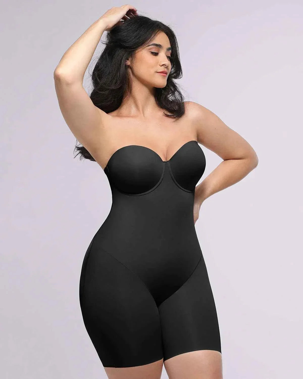 Bare Essentials Midi Bodysuit - Black Strapless