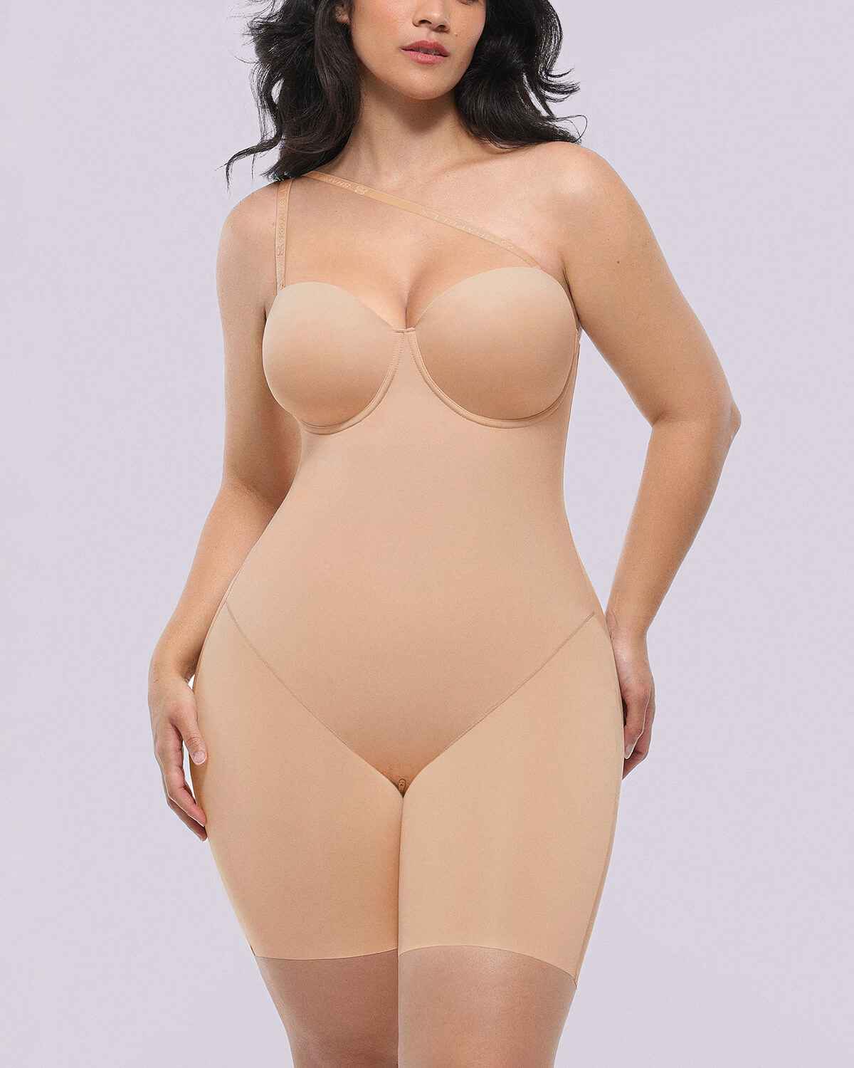Bare Essentials Midi Bodysuit - Black Strapless