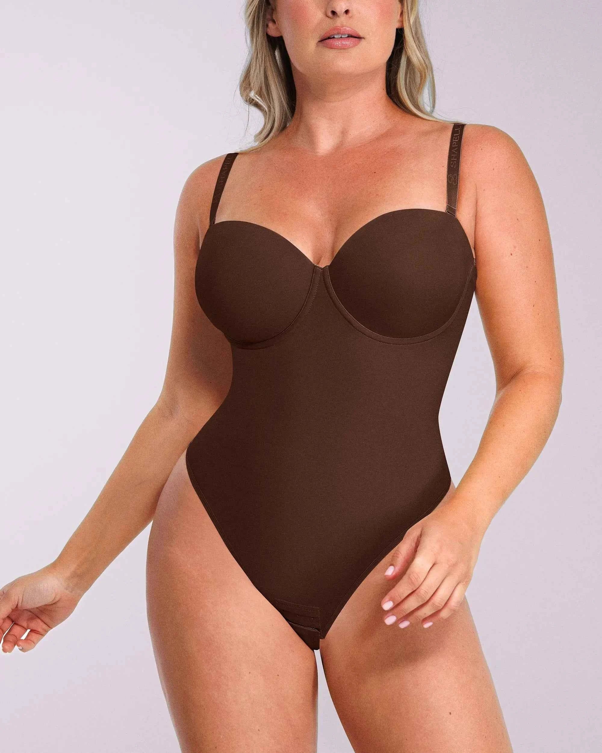 Bare Essentials Strapless Bodysuit - Black Thong