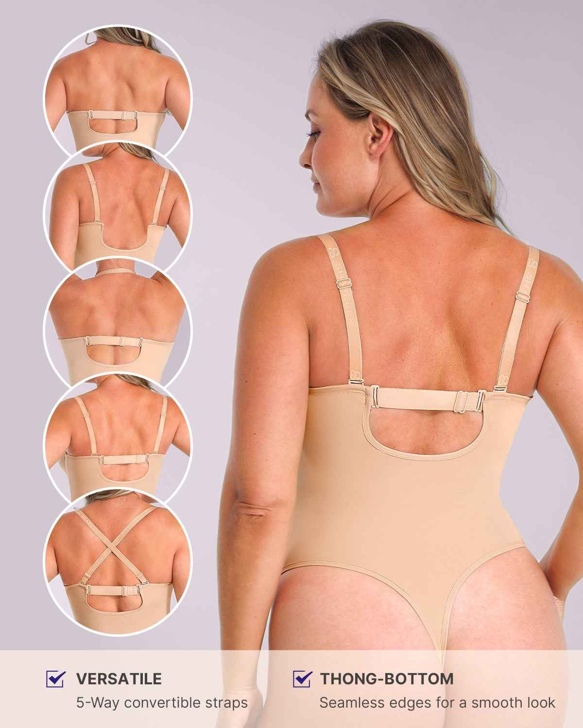 Bare Essentials Strapless Bodysuit - Black Thong