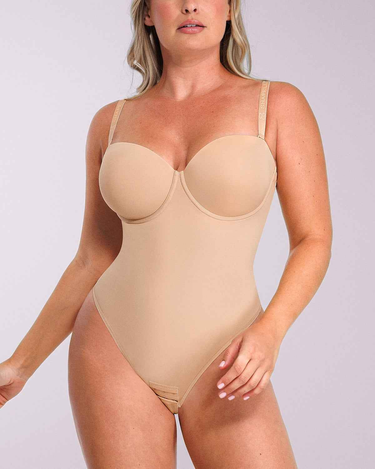 Bare Essentials Strapless Bodysuit - Black Thong