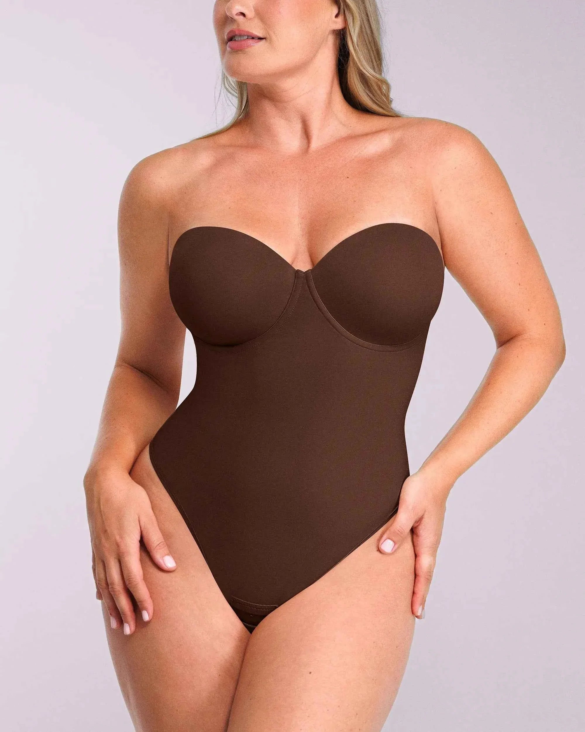 Bare Essentials Strapless Bodysuit - Black Thong