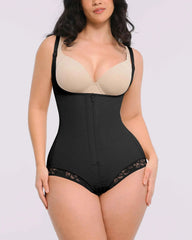 Bare Essentials Midi Bodysuit - Black Lace Zipper